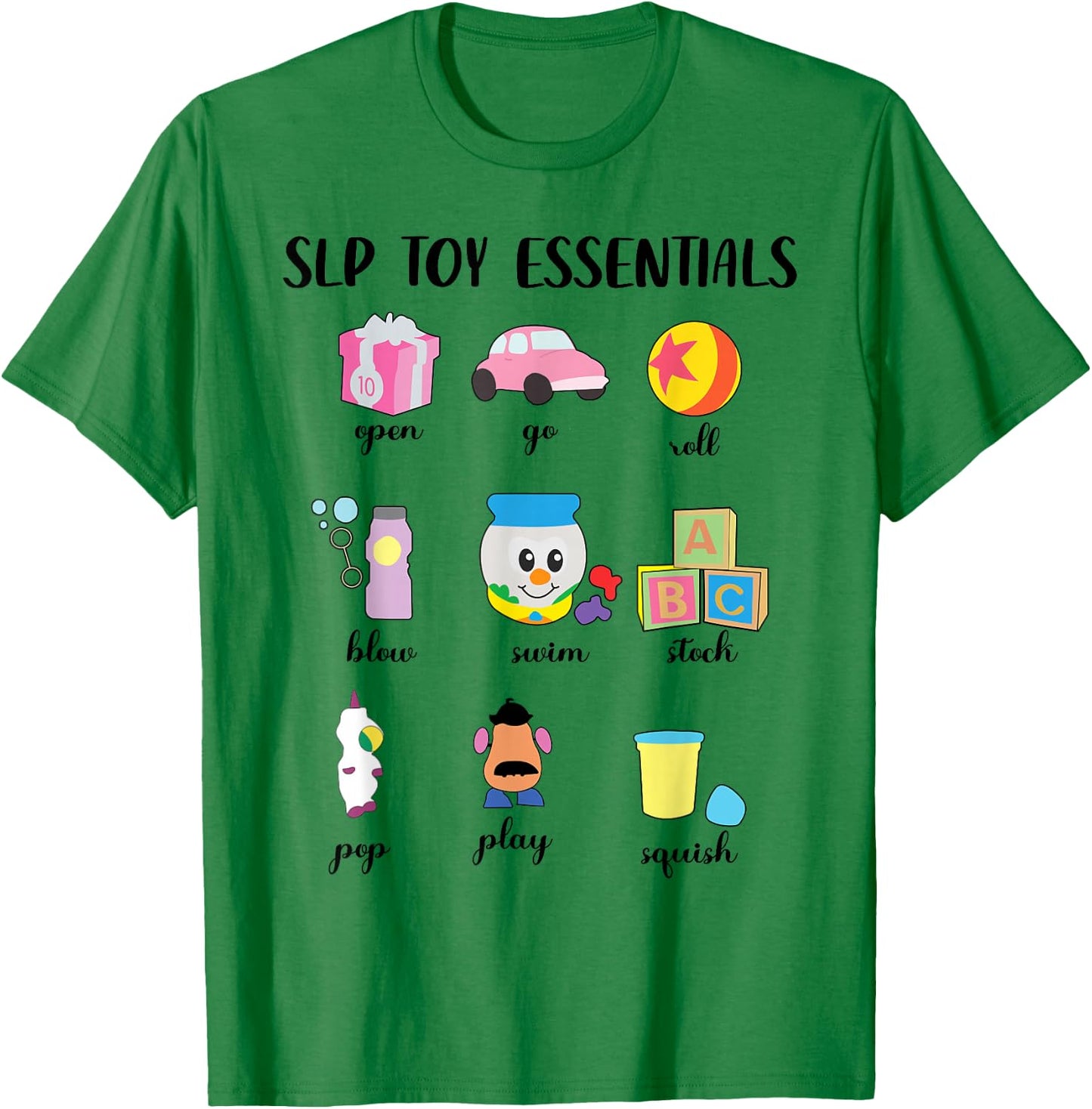 SLP Toy Essentials Speech Language Therapy T-Shirt - T-Shirt | Irish Green