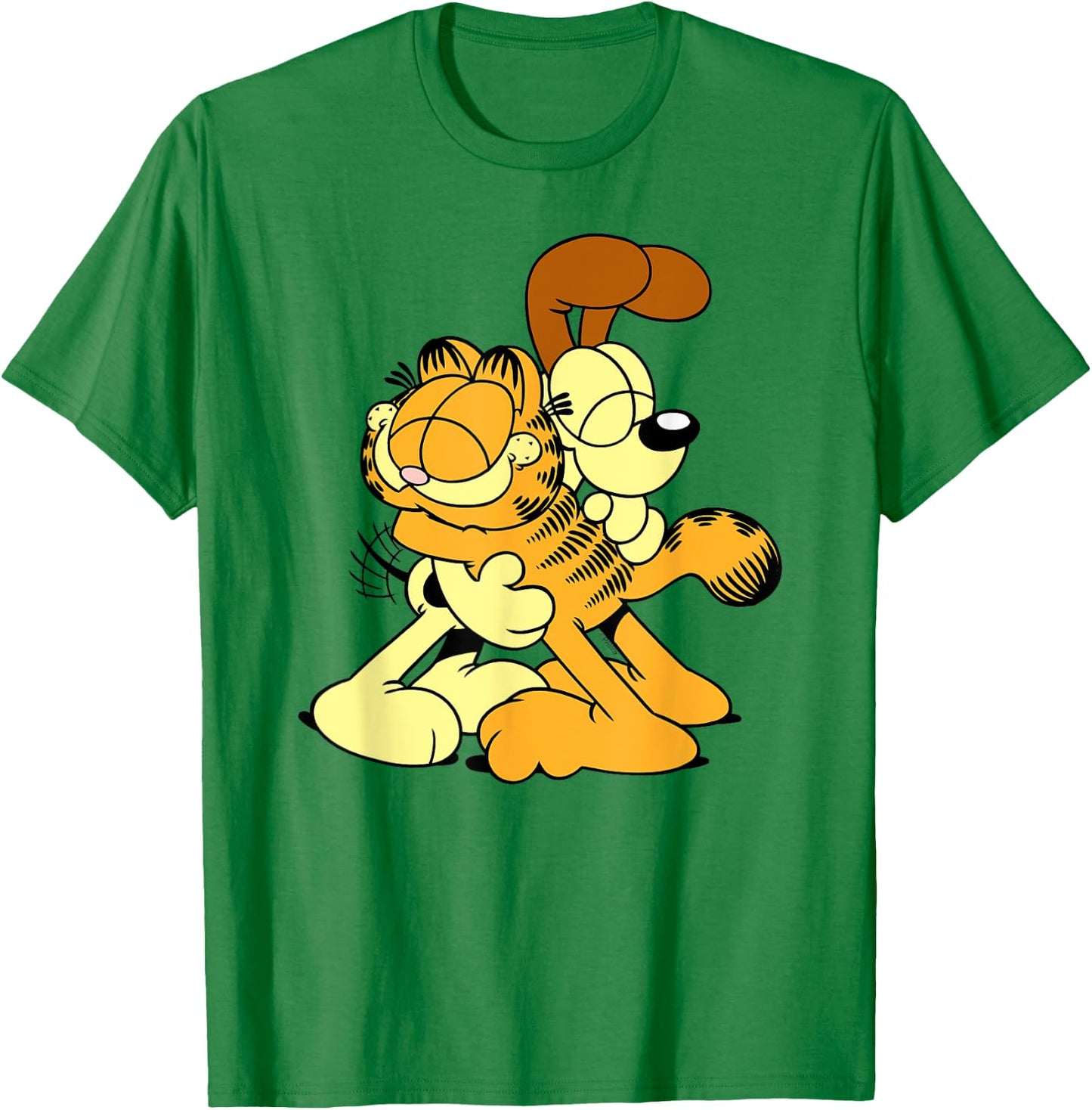 Garfield & Odie Hugging Cute Cartoon Cat and Dog T-Shirt - T-Shirt | Irish Green