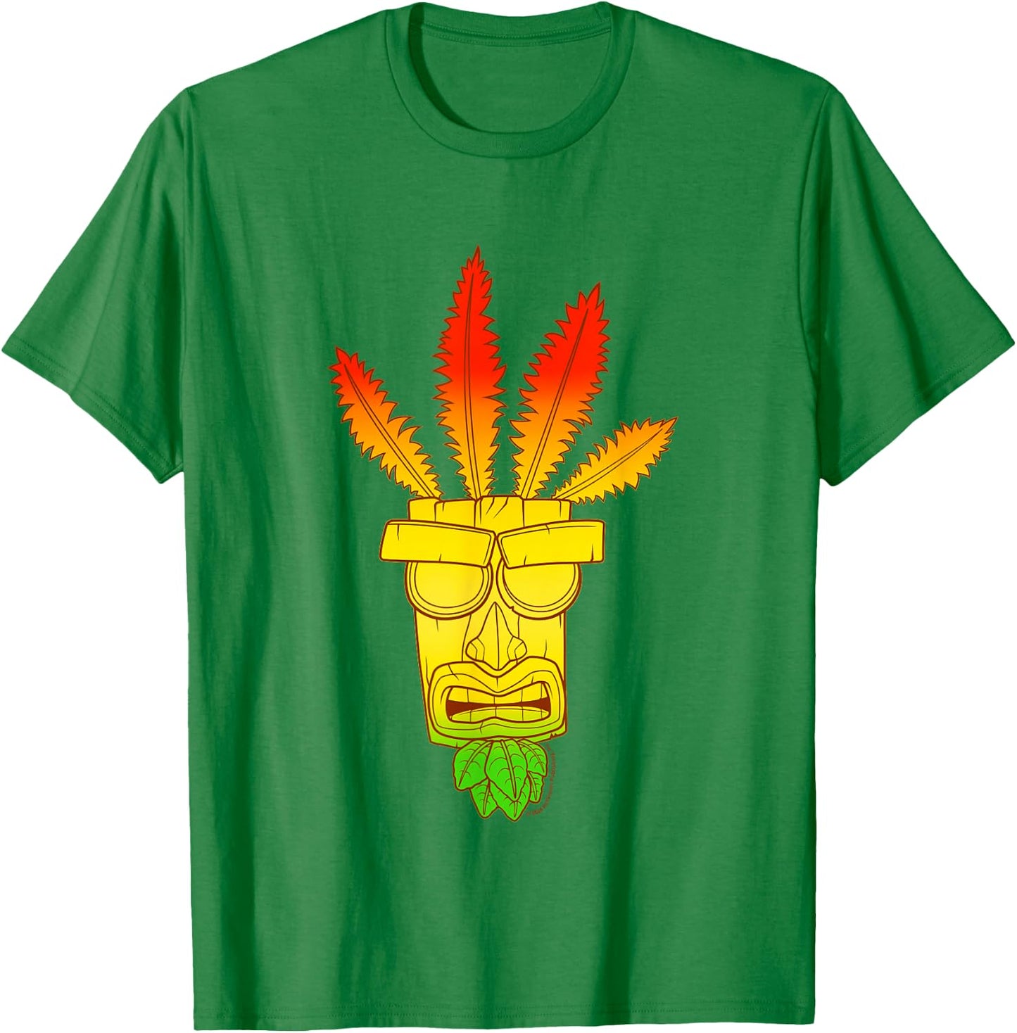 Crash Bandicoot Aku Aku Gradient Colors Chest Logo T-Shirt - T-Shirt | Irish Green