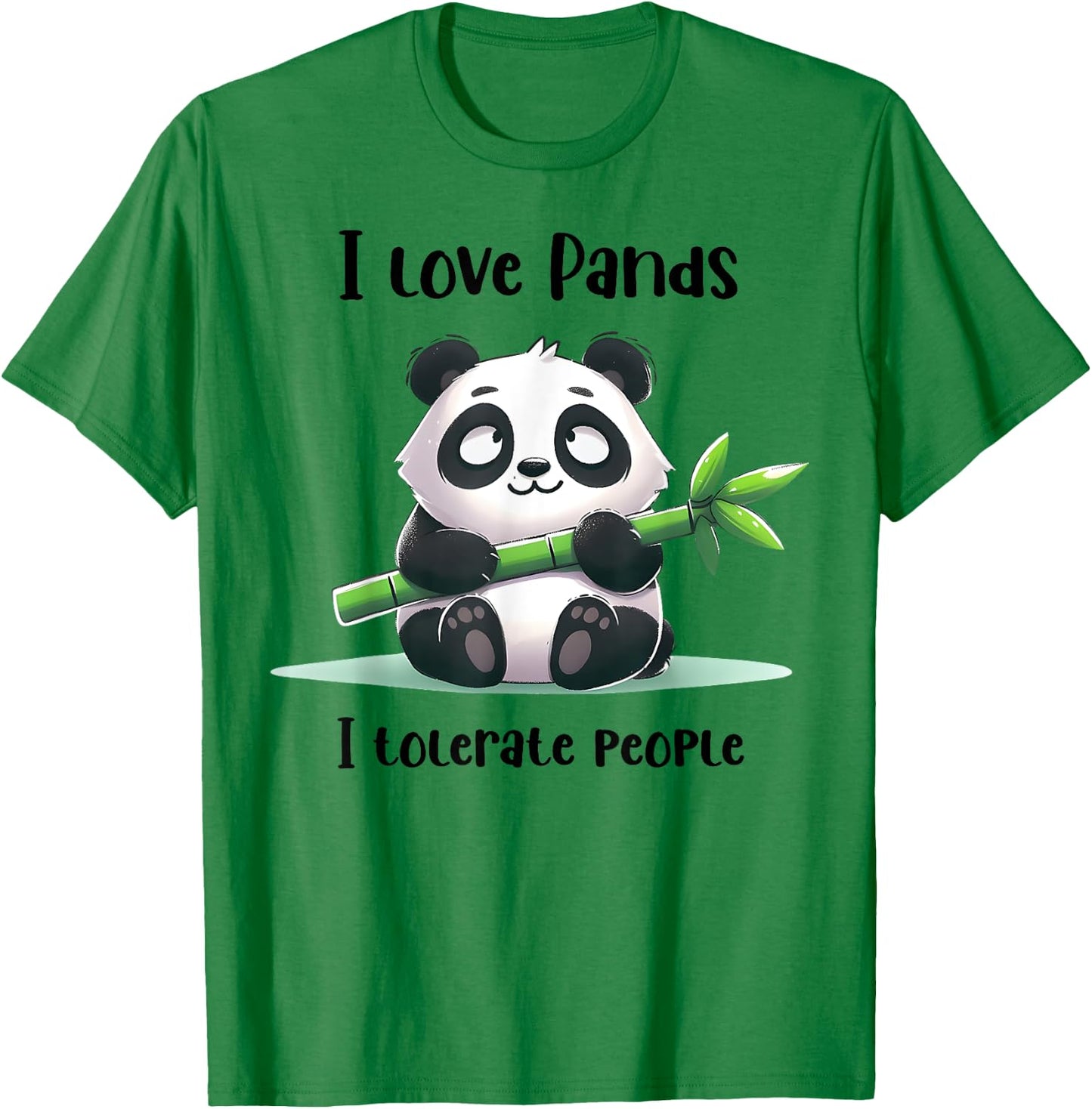 Funny Retro Sarcasm Quote I Love Pandas I Tolerate People T-Shirt - T-Shirt | Irish Green