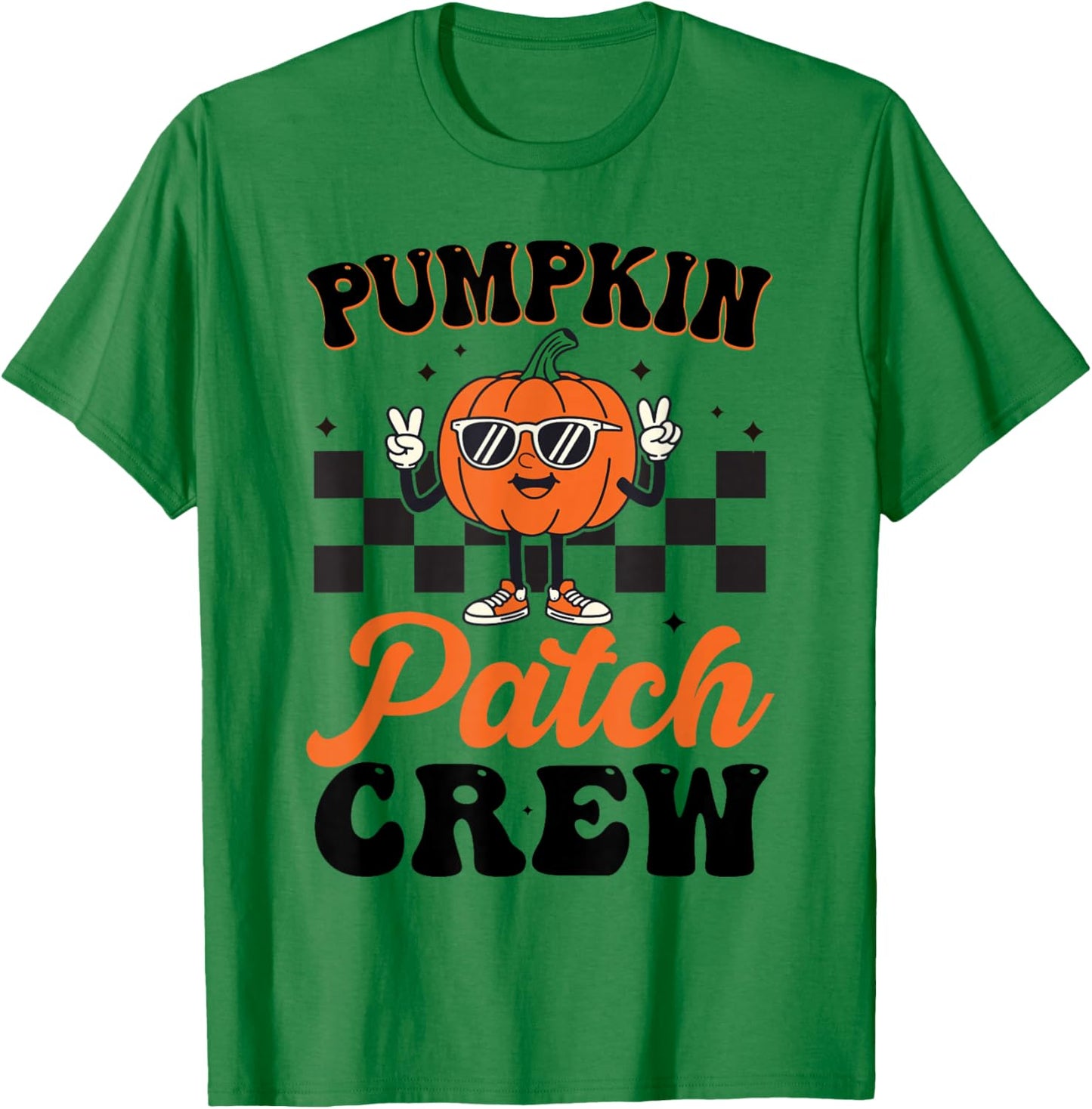 Pumpkin Patch Crew Matching Family Halloween Groovy T-Shirt - T-Shirt | Irish Green