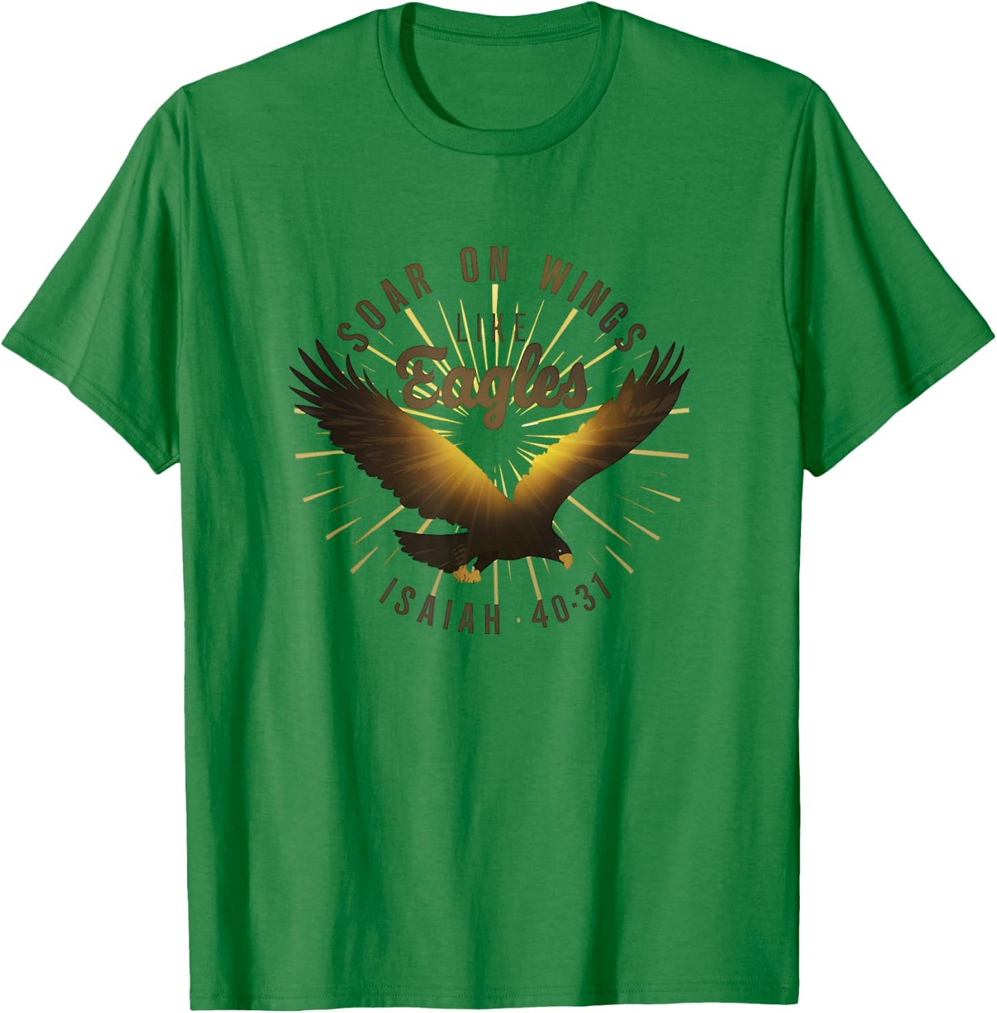 Soar on Wings like Eagles Isaiah 40:31 Eagle Design T-Shirt - T-Shirt | Irish Green
