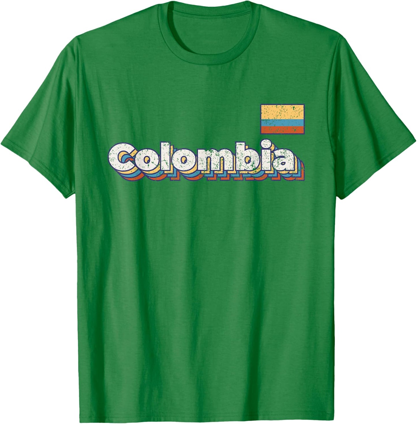 Vintage Retro Faded Colombia Flag Colombian Pride T-Shirt - T-Shirt | Irish Green