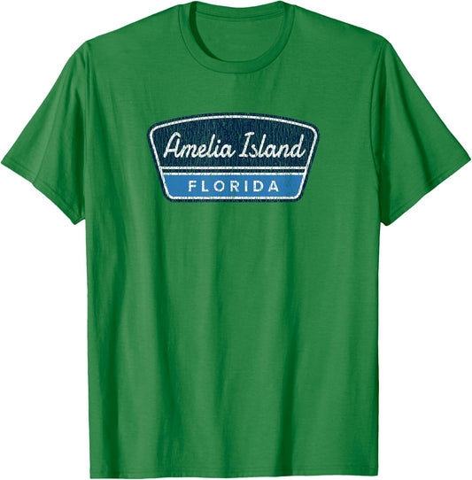 Vintage Amelia Island Florida Souvenir Retro Preppy Graphic T-Shirt - T-Shirt | Irish Green