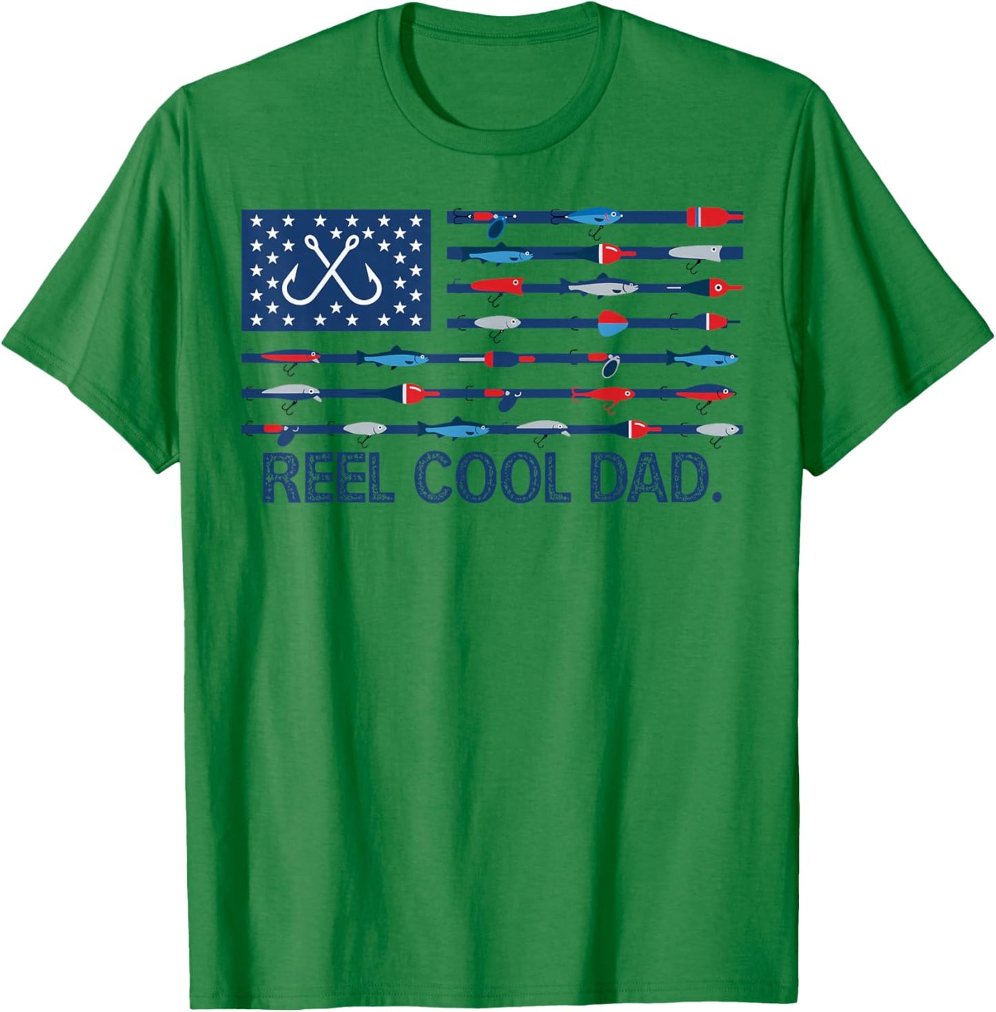 Reel Cool Dad Camo American Flag Fishing Father’s Day T-Shirt - T-Shirt | Irish Green