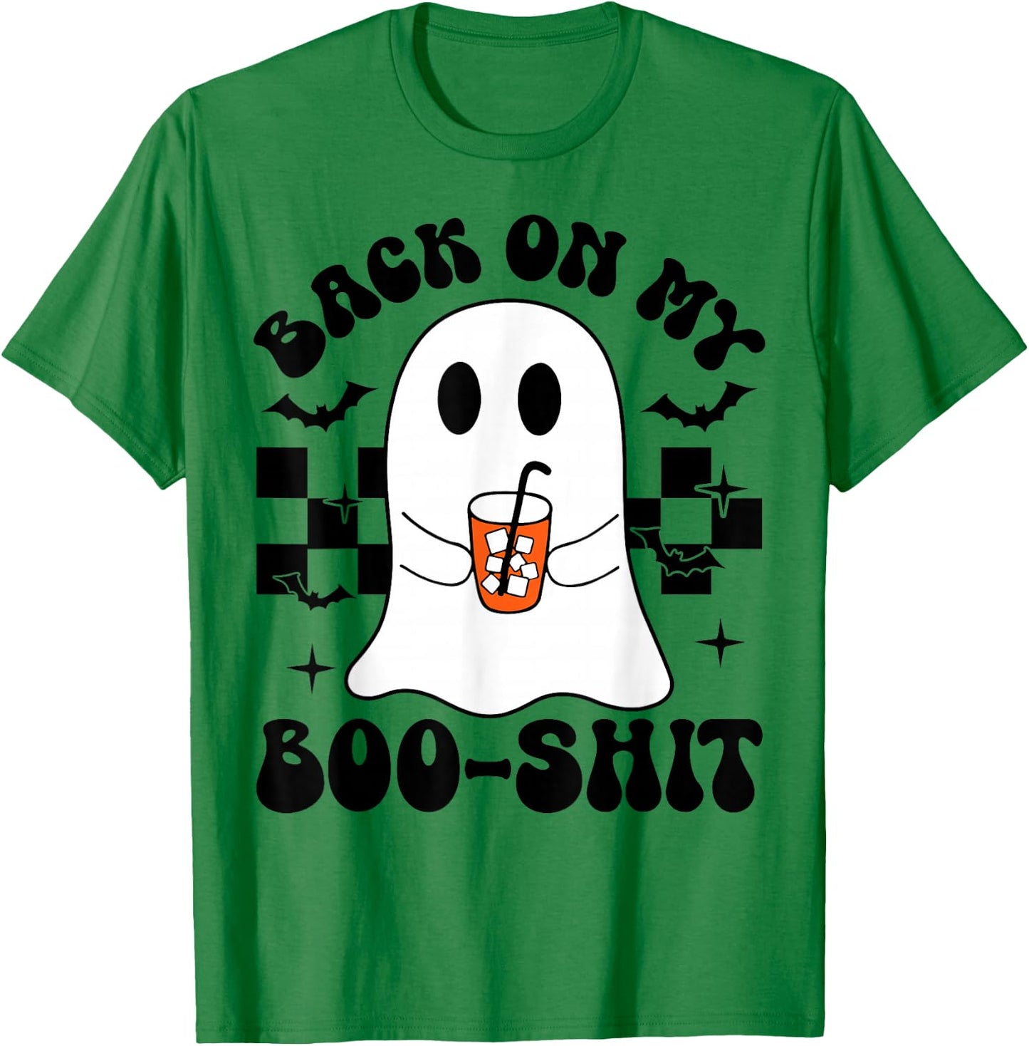 Funny Back On My Boo-Shit Cute Ghost Halloween Spooky Season T-Shirt - T-Shirt | Irish Green