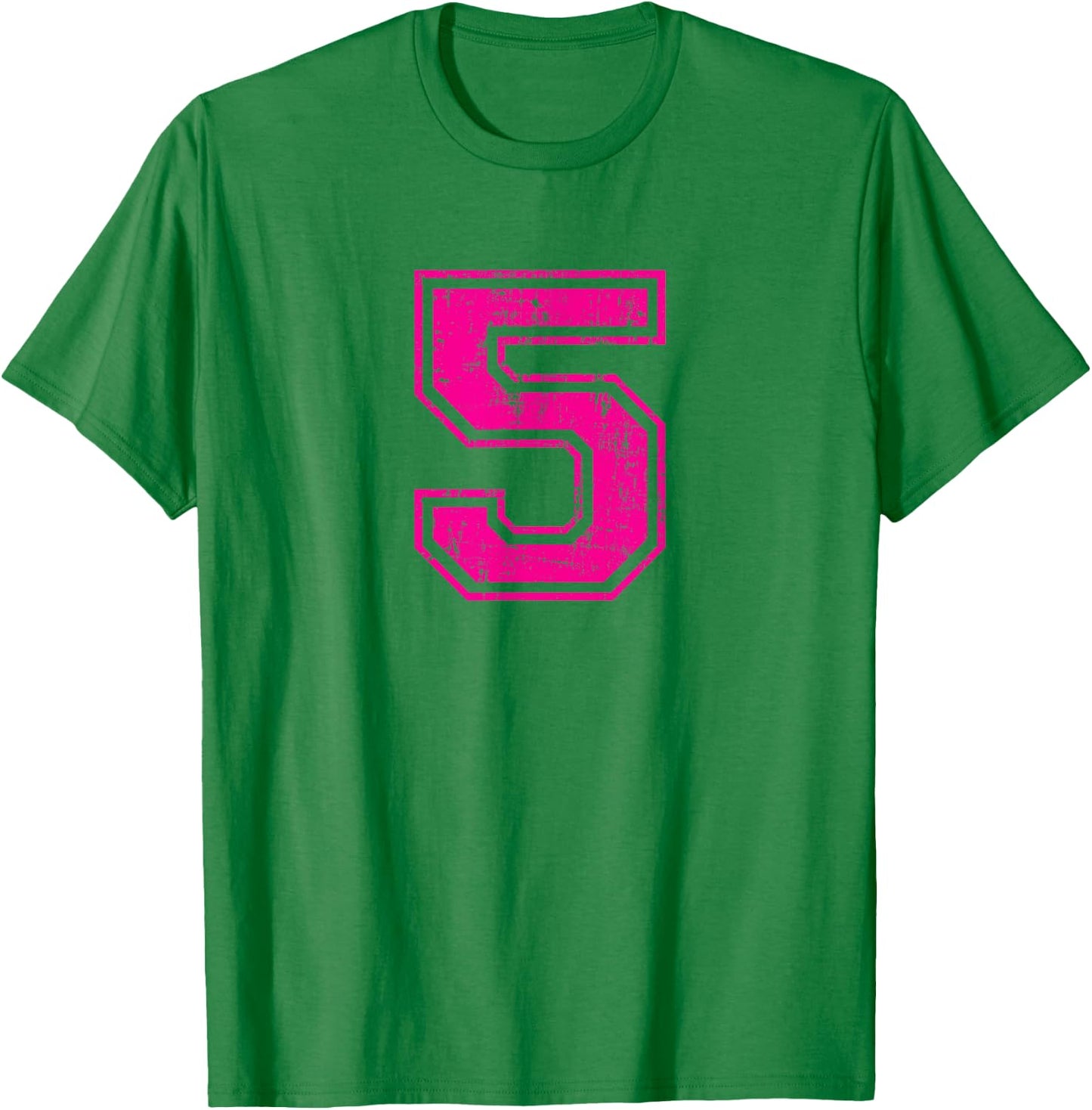 Number 5 Five Varsity Distressed Vintage Sport Team Player's T-Shirt - T-Shirt | Irish Green