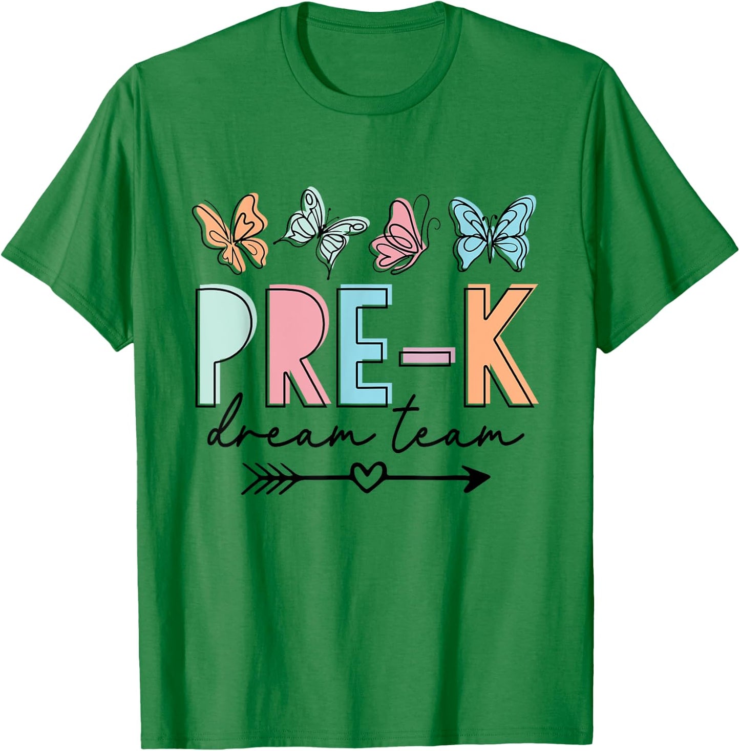 Pre-K Dream Team Butterfly Retro Back To School T-Shirt - T-Shirt | Irish Green