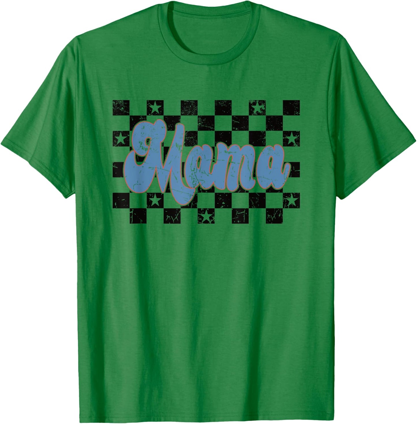 Checkered Mama Mom Mother Women Check Pattern Retro Vintage T-Shirt - T-Shirt | Irish Green