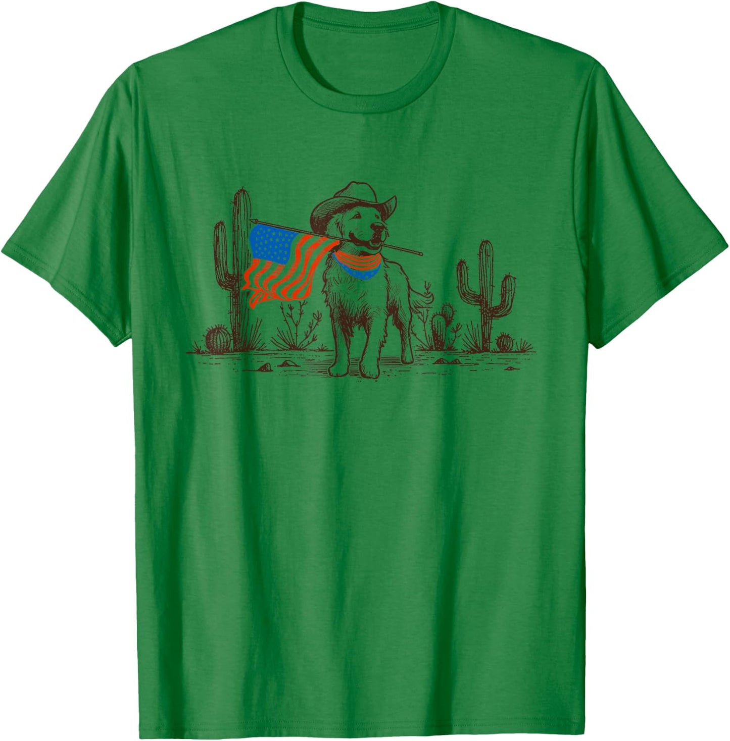 Dog American Flag Dog Cowboy For Dog Dad Men T-Shirt - T-Shirt | Irish Green