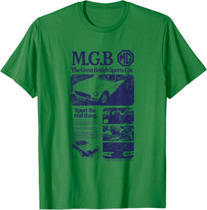 MG MGB Sports Car Promo Ad T-Shirt - T-Shirt | Irish Green
