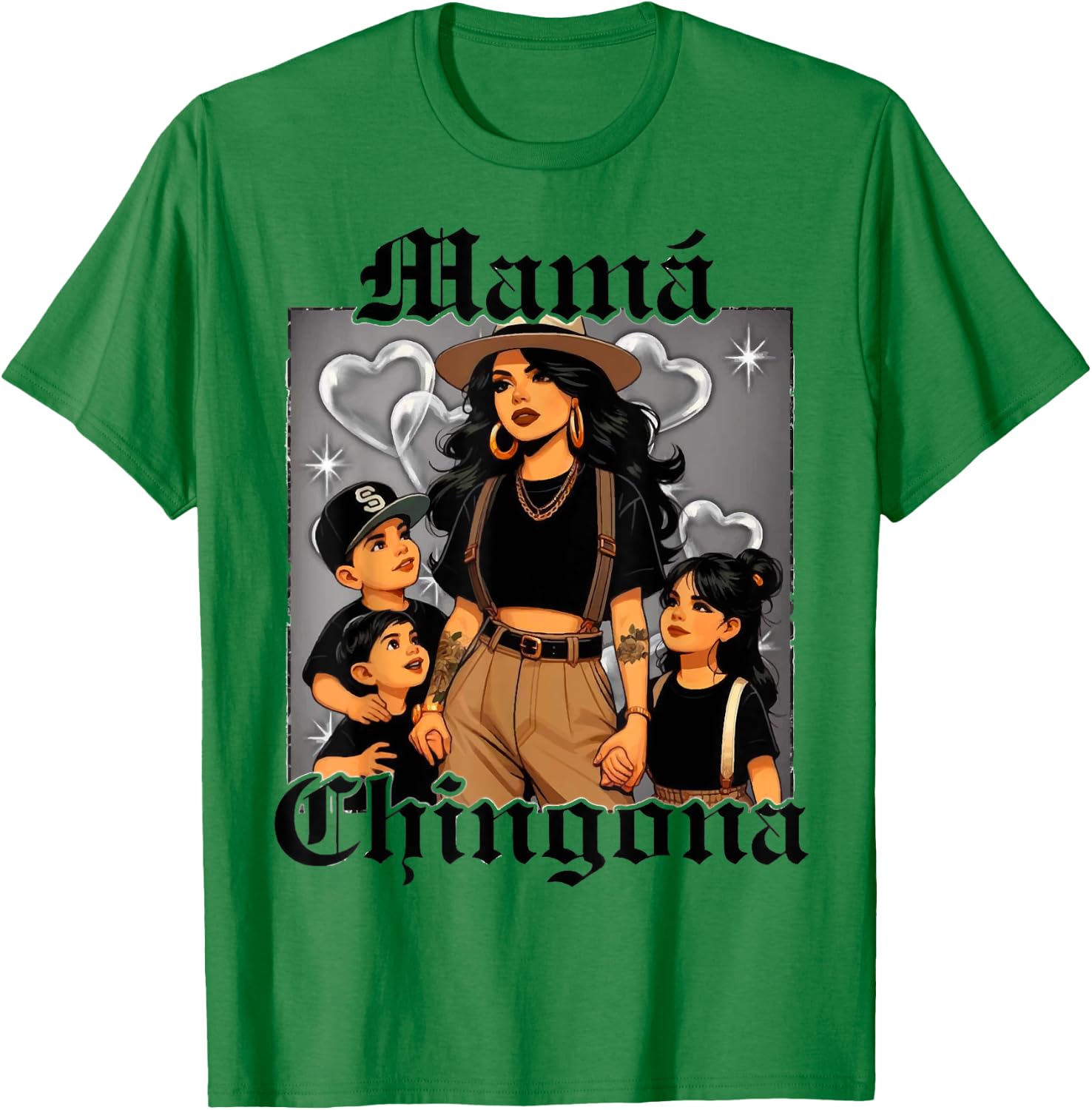 Mama chingona mom of 2 boys and 1 girl T-Shirt - T-Shirt | Irish Green