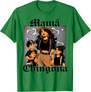 Mama chingona mom of 2 boys and 1 girl T-Shirt - T-Shirt | Irish Green