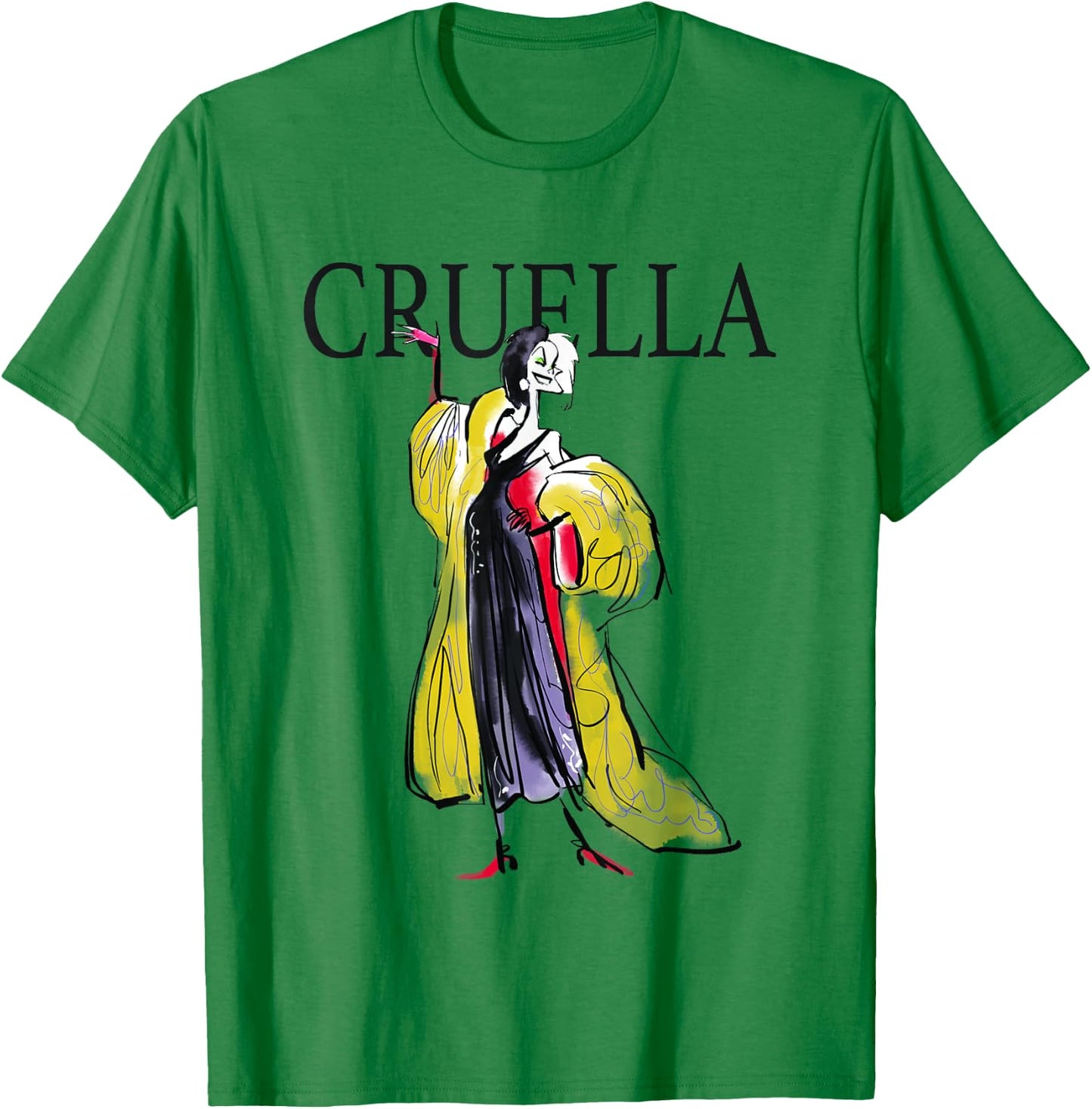 Disney 101 Dalmatians Cruella de Vil Sassy Retro Sketch T-Shirt - T-Shirt | Irish Green