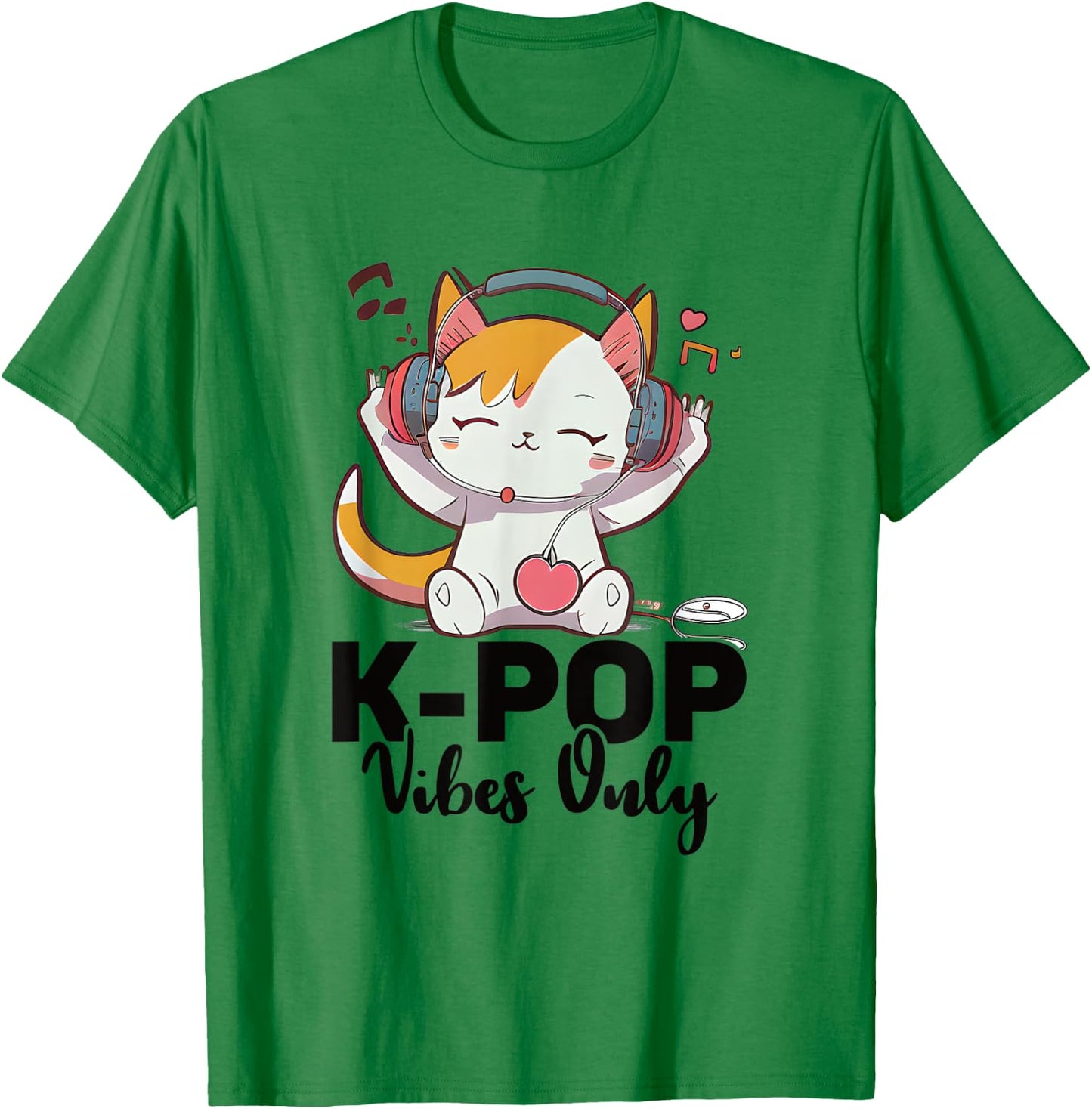 Kpop Vibes Only Merchandise Cat K-Pop Fashion Fangirls T-Shirt - T-Shirt | Irish Green
