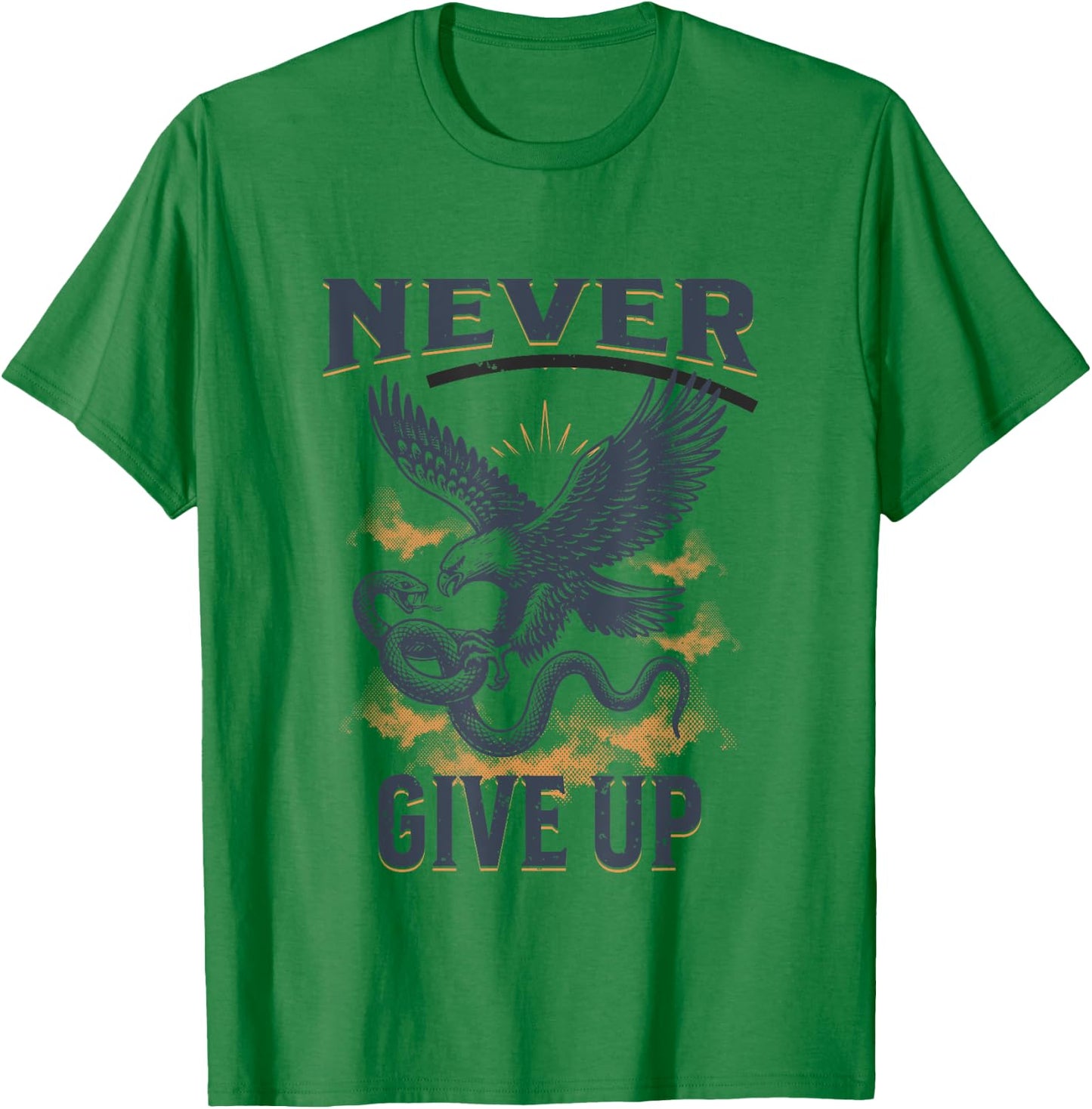Never Ever Give Up Snake Vs. Eagle Motivational T-Shirt - T-Shirt | Irish Green