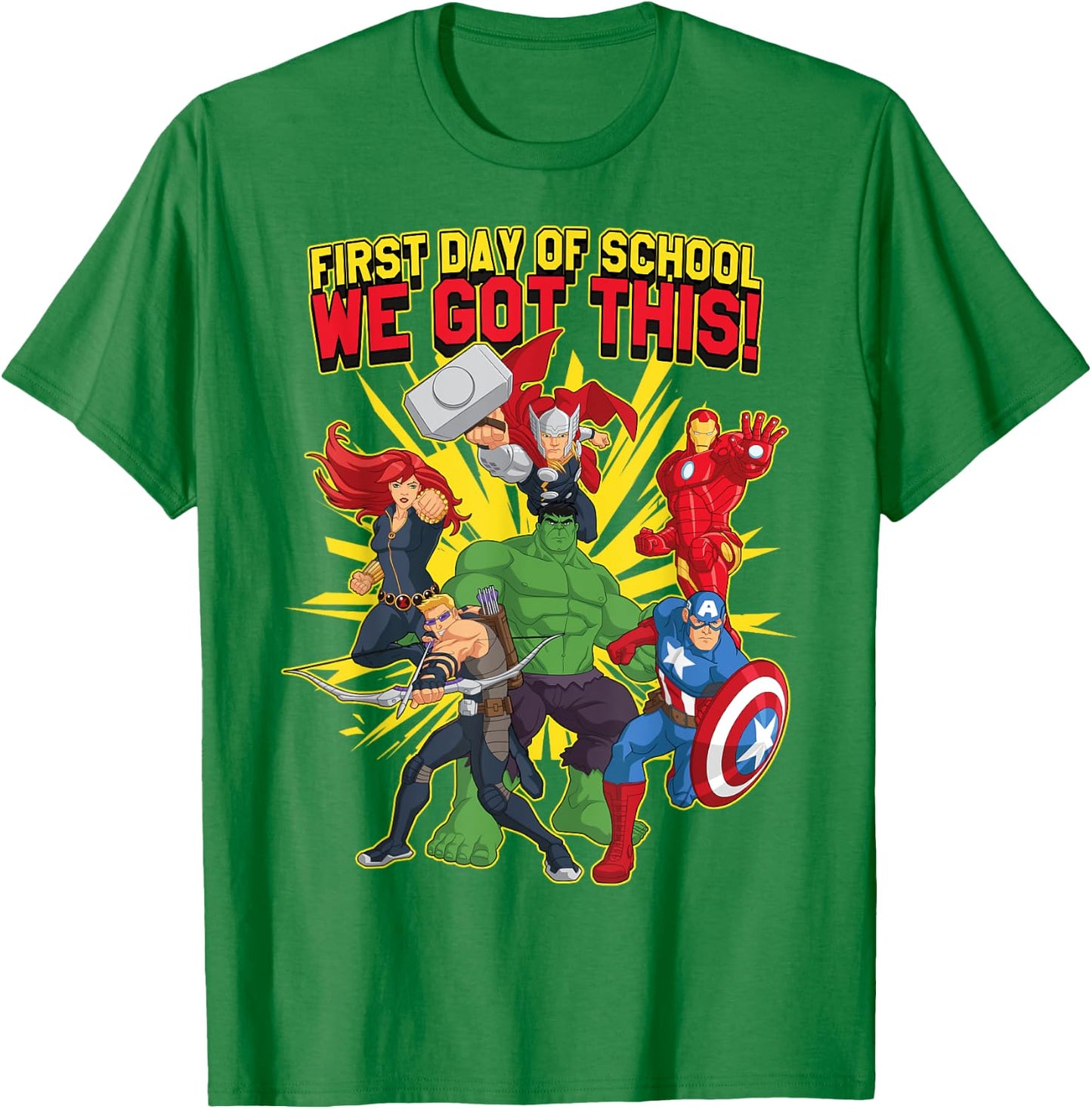Marvel Avengers First Day Of School Text T-Shirt - T-Shirt | Irish Green