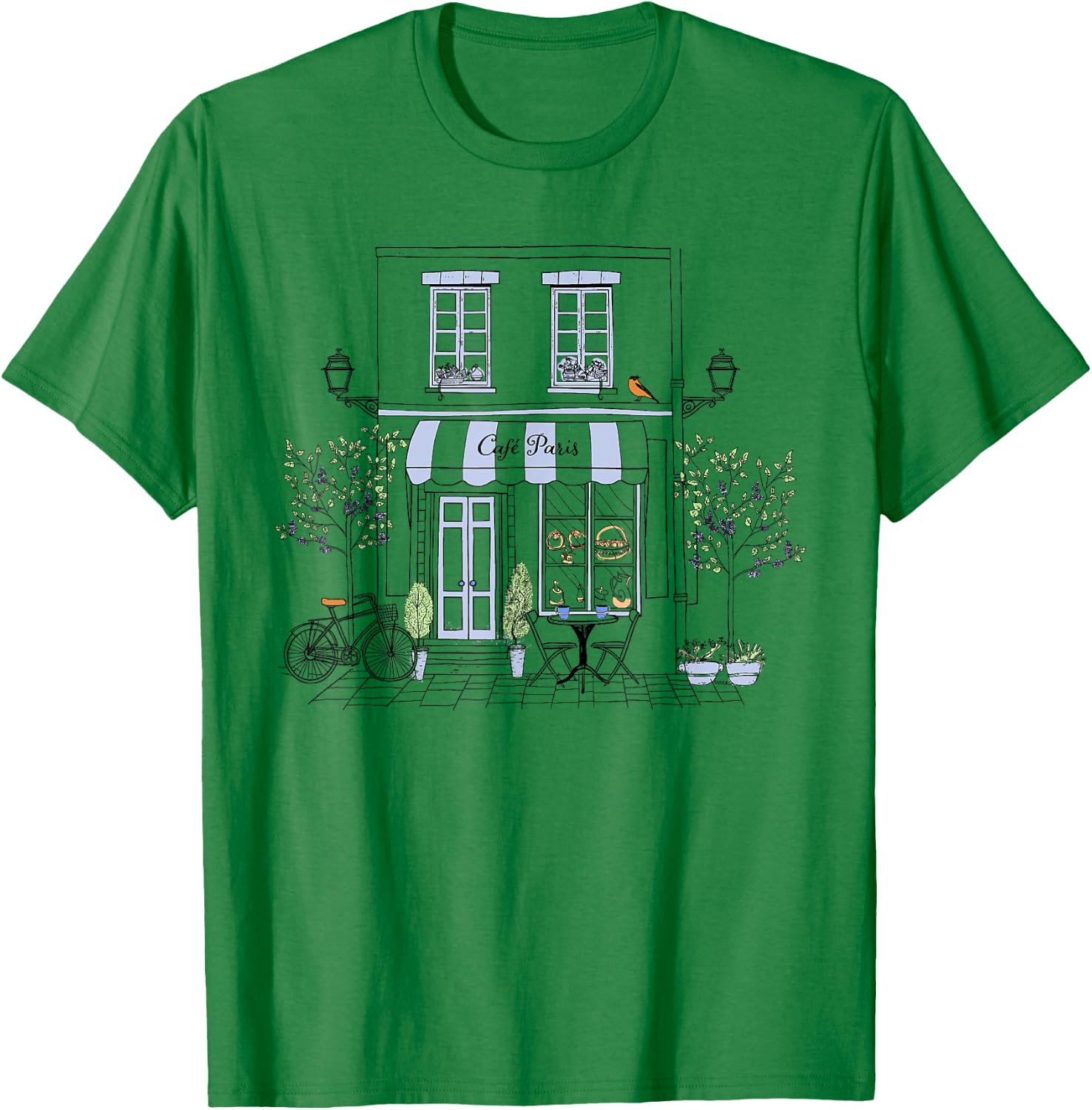 Cute French Coffee Café Paris Graphic Drawing Souvenir T-Shirt - T-Shirt | Irish Green