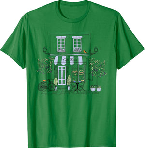 Cute French Coffee Café Paris Graphic Drawing Souvenir T-Shirt - T-Shirt | Irish Green