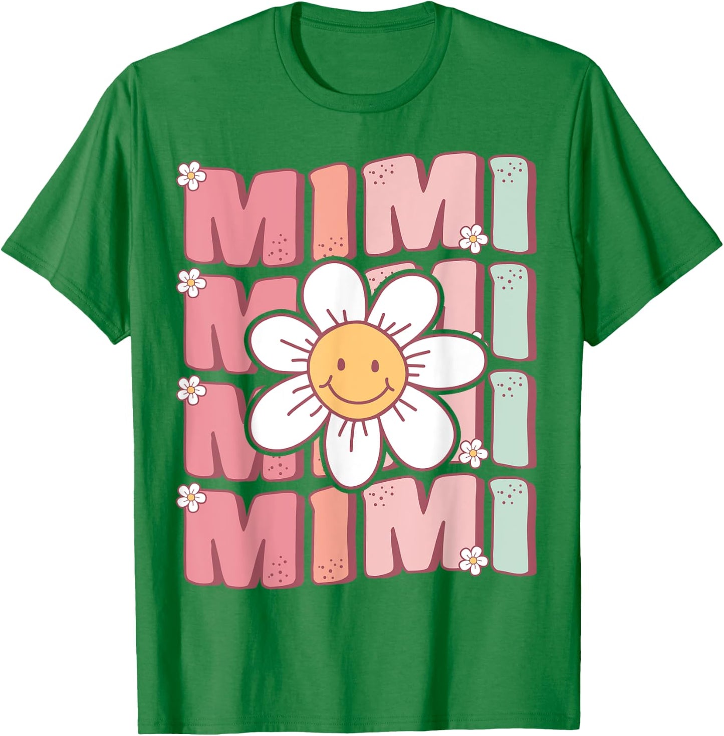 Cute Groovy Mimi 70s Family Birthday Party Daisy Flower T-Shirt - T-Shirt | Irish Green