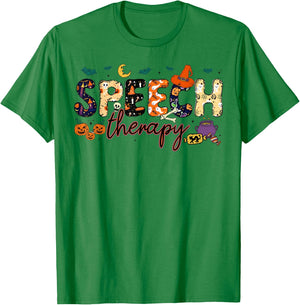 SLP Speech Language Pathologist Speech Therapist Halloween T-Shirt - T-Shirt | Irish Green