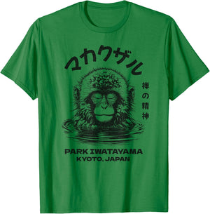 Macaque Monkey, PARK IWATAYAMA - KYOTO, JAPAN T-Shirt - T-Shirt | Irish Green