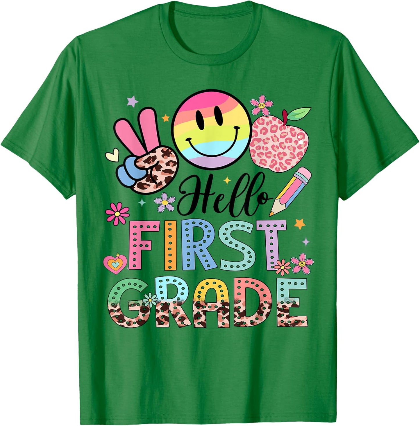 Hello 1st grade Boy Girl Teacher Back To School 1st grade T-Shirt - T-Shirt | Irish Green