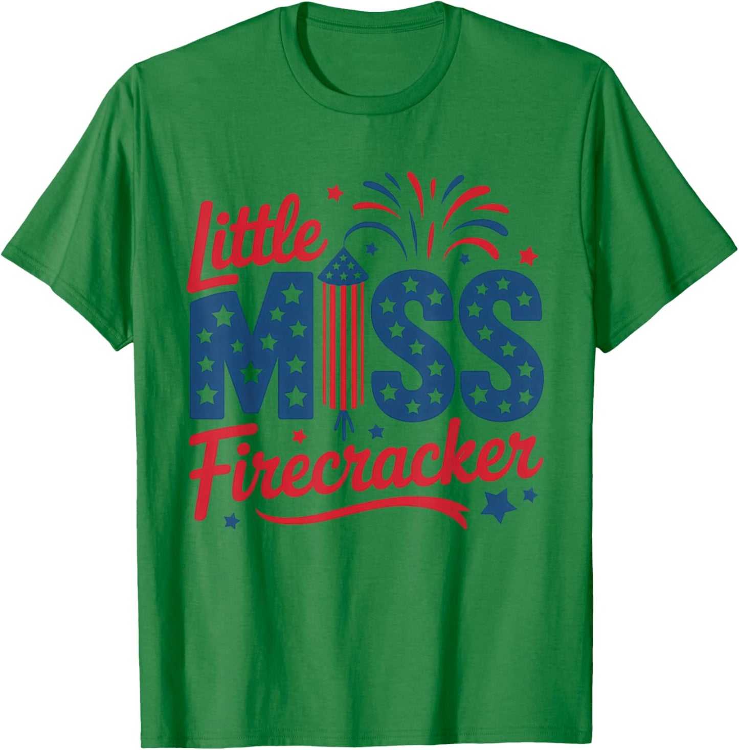 Little Miss Firecracker 4th Of July American Flag Girls Kids T-Shirt - T-Shirt | Irish Green