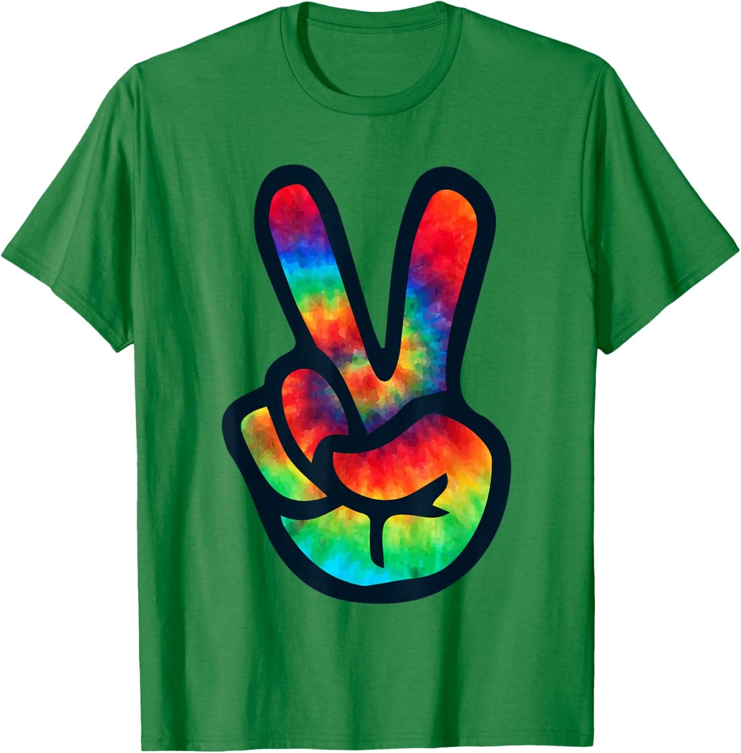 Peace Sign Hand Tie Dye | Hippies Christmas V T-Shirt - T-Shirt | Irish Green