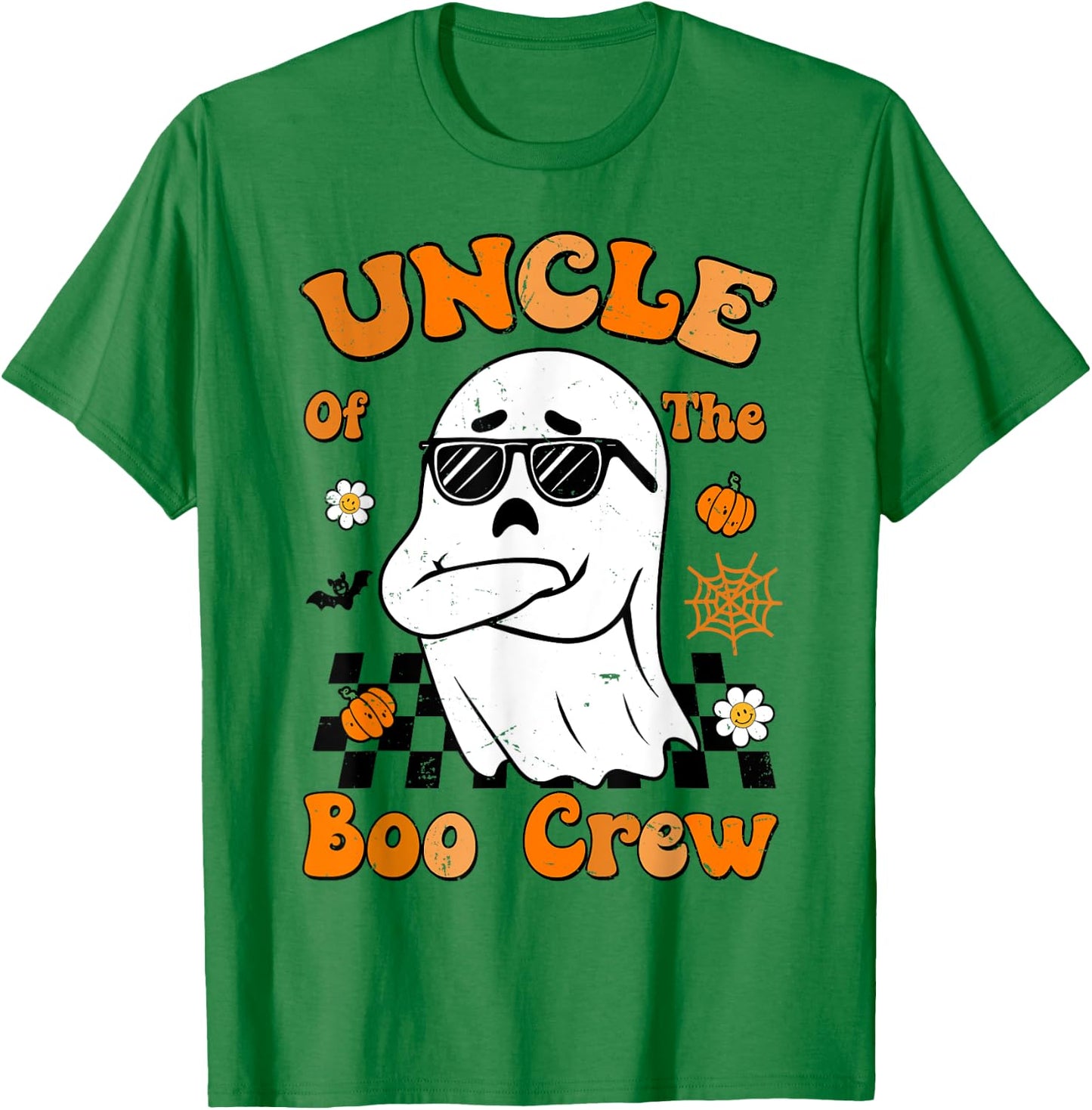 Uncle Of The Boo Crew Groovy Retro Family Halloween Funny T-Shirt - T-Shirt | Irish Green