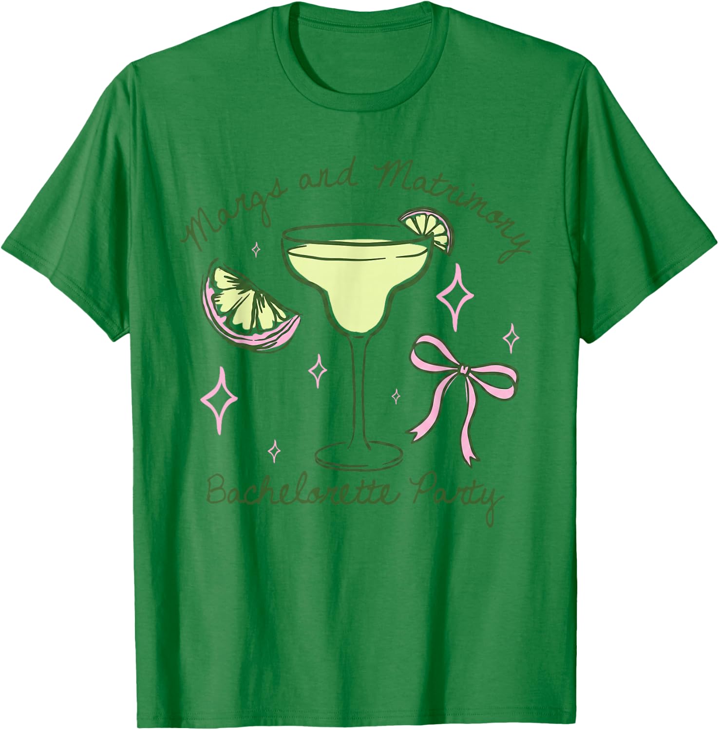 Margs and Matrimony Funny Tequila Bachelorette (2-Sided) T-Shirt - T-Shirt | Irish Green