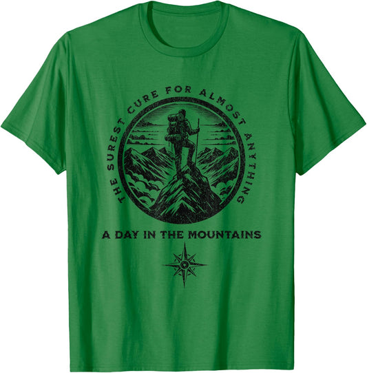 A Day in the Mountains - , men and kids Cool Hiking T-Shirt - T-Shirt | Irish Green