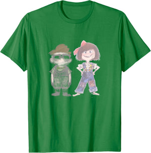 Disney Pixar Up Young Carl & Ellie Cute Vintage Sketch T-Shirt - T-Shirt | Irish Green