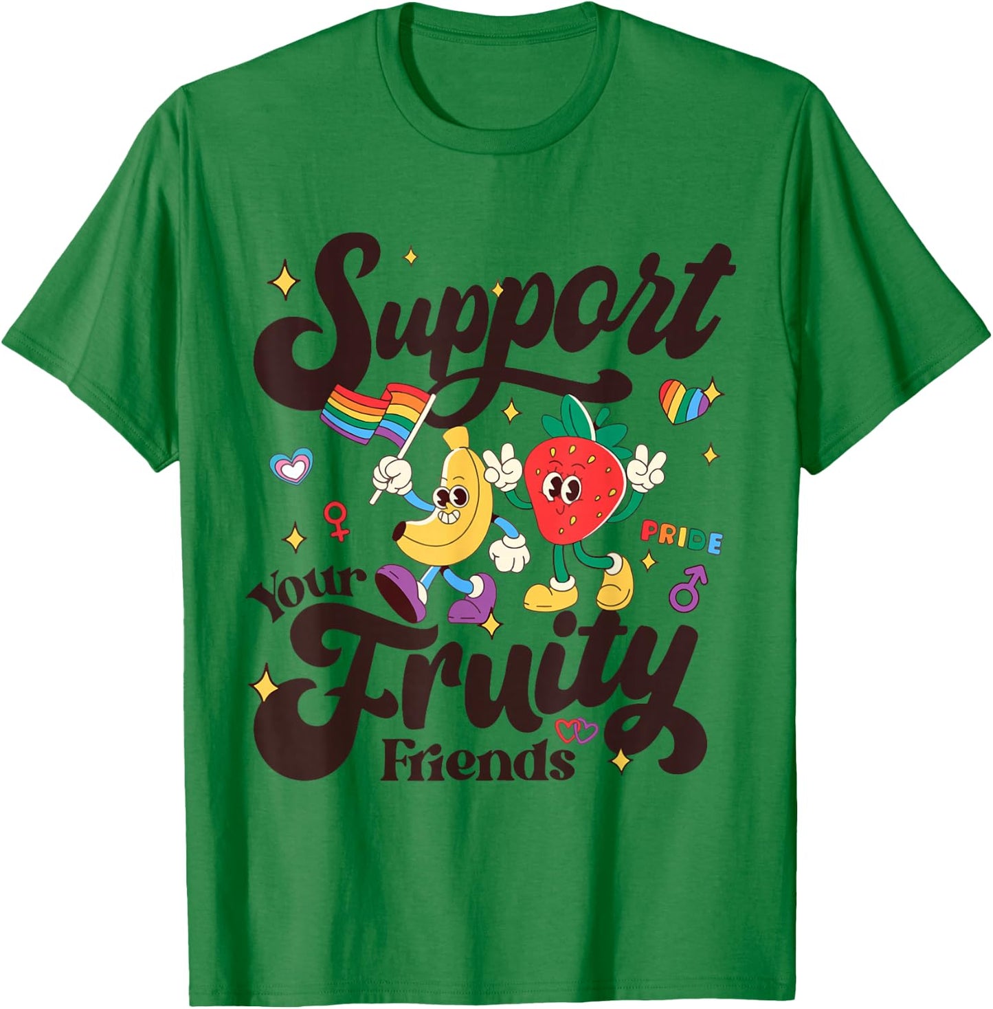 Funny Support Your Fruity Friends Gay LGBTQ Ally Pride Month T-Shirt - T-Shirt | Irish Green
