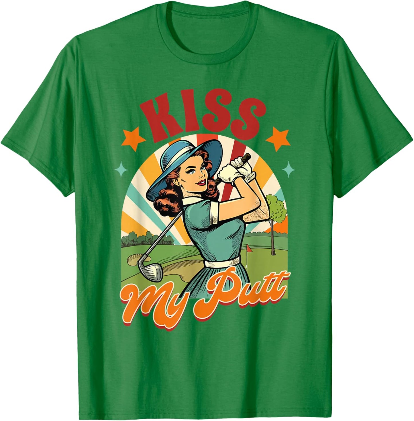 Golf Player Golfer Golf Club Par Time Kiss My Putt T-Shirt - T-Shirt | Irish Green