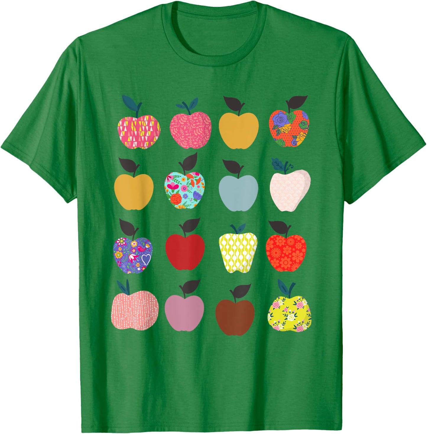 Folk Art Apples Back to school Teacher Shirt Funny T-Shirt - T-Shirt | Irish Green