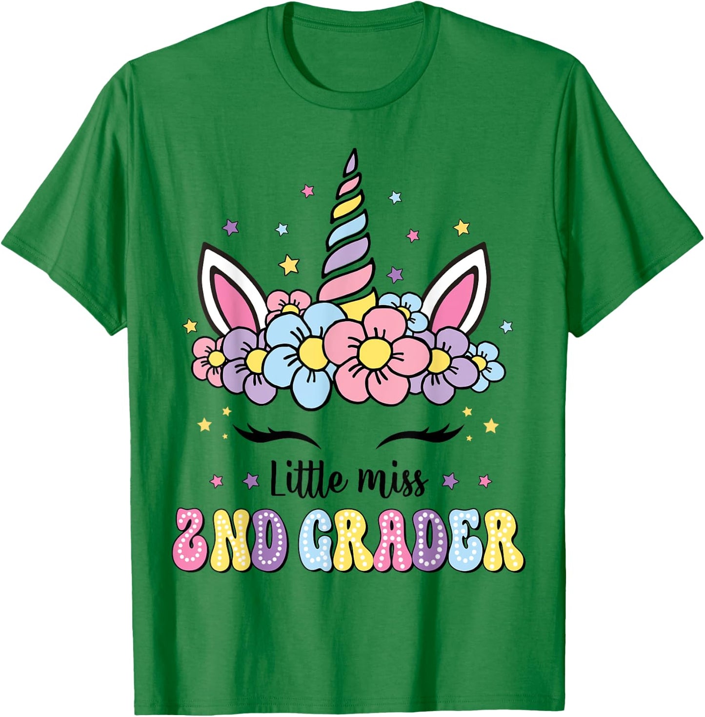 Little Miss 2nd Grade Grader Hello First Day Of School Girls T-Shirt - T-Shirt | Irish Green