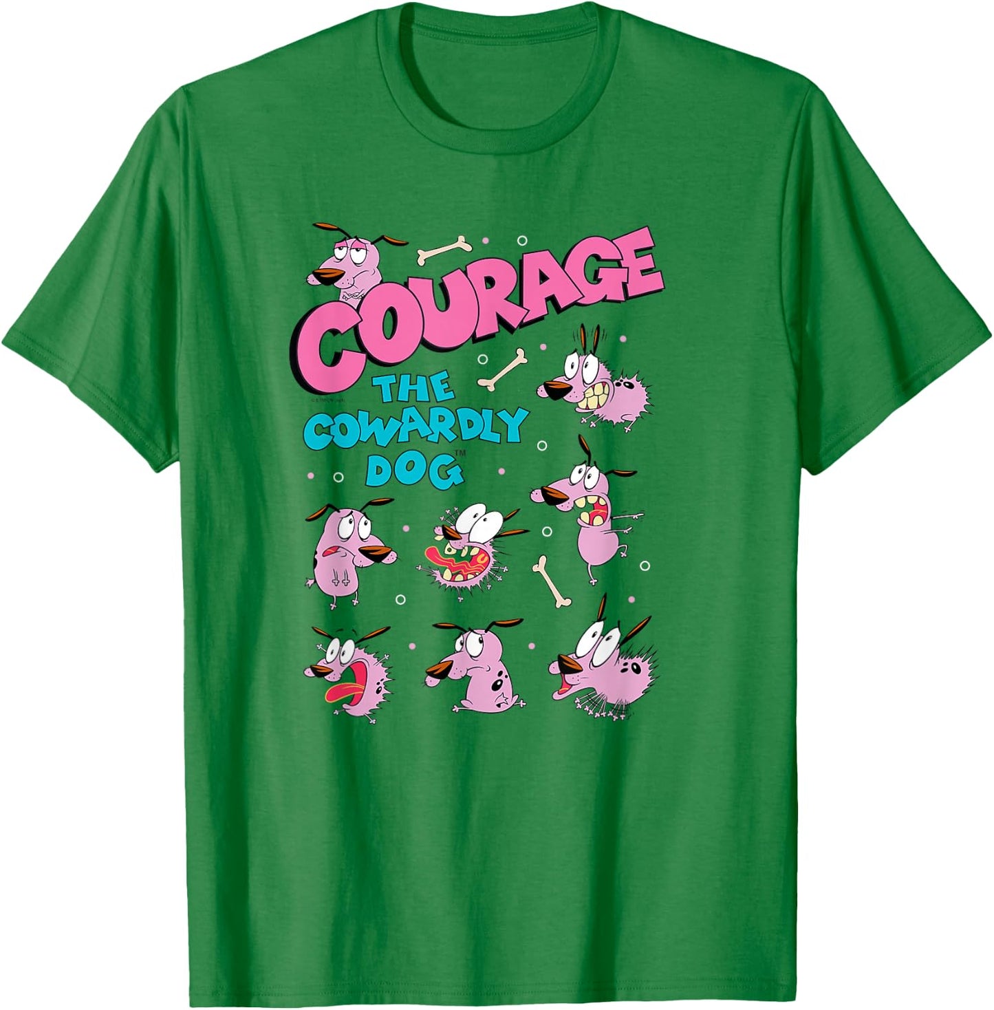 Courage The Cowardly Dog Moods of Courage Collage Cartoon T-Shirt - T-Shirt | Irish Green