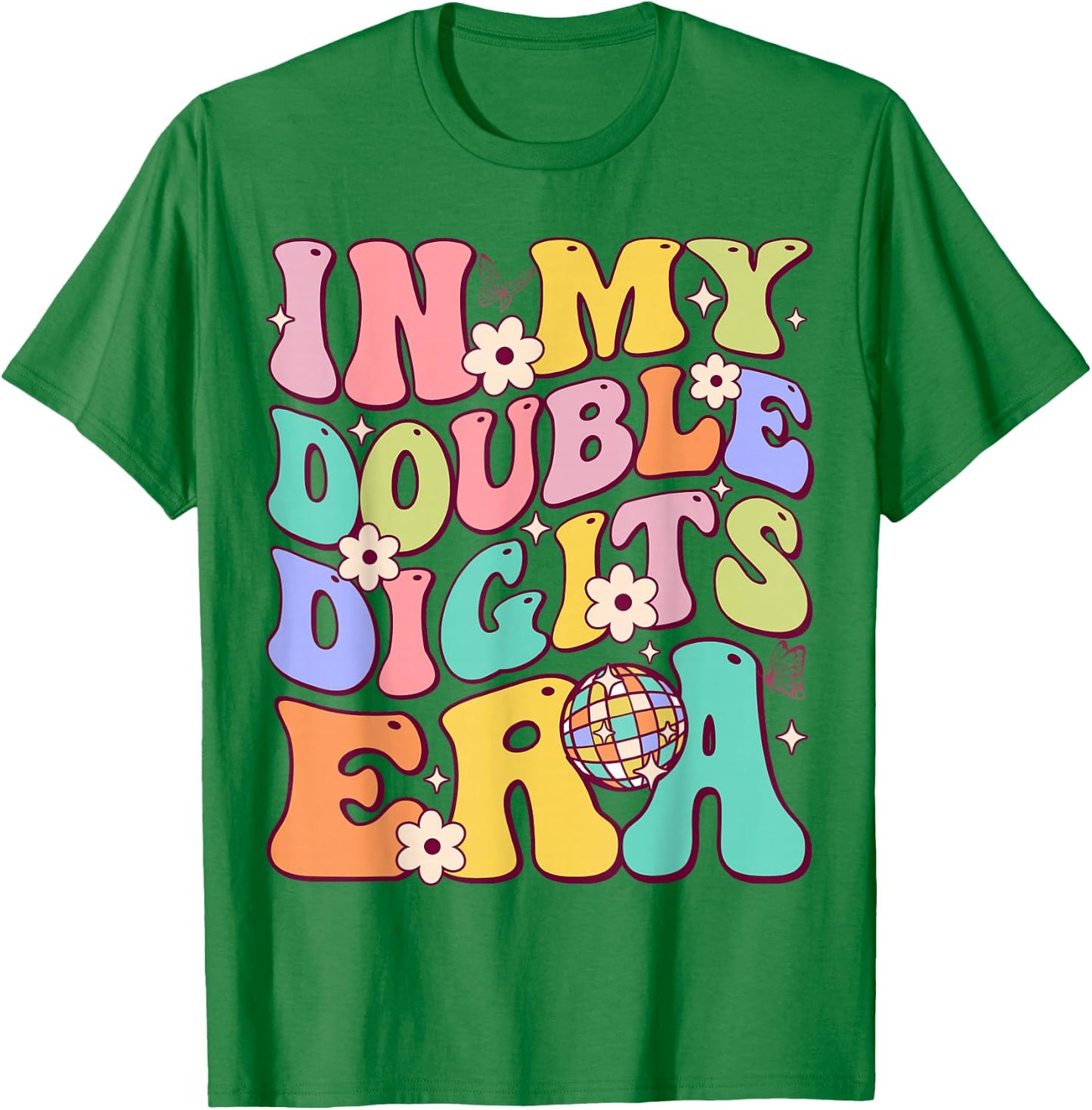Girl In My Double Digits Era Retro 10 Year Old 10th Birthday T-Shirt - T-Shirt | Irish Green