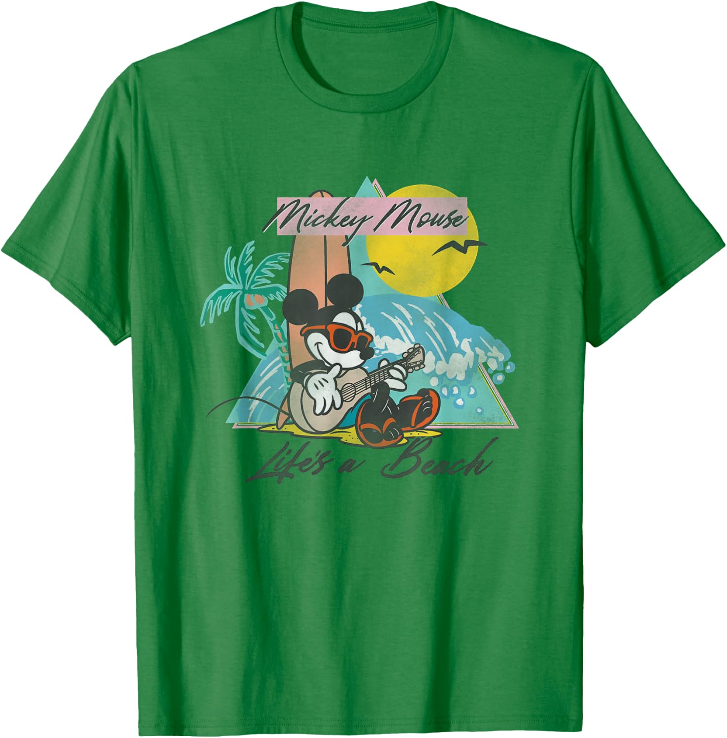 Disney Mickey And Friends Mickey Mouse Life's A Beach Logo T-Shirt - T-Shirt | Irish Green