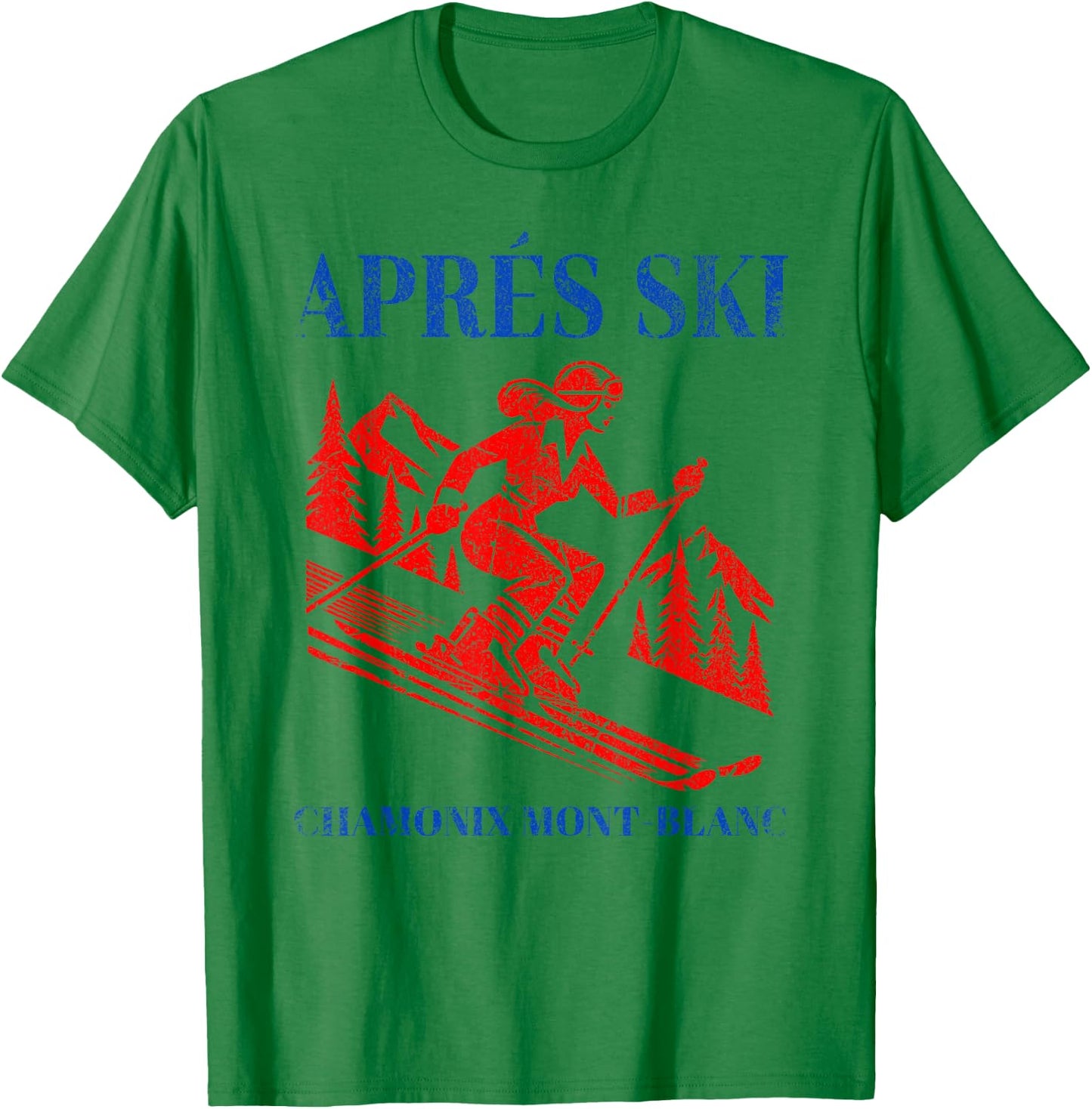 Ski Apres Vintage Ski Skiing Mont Blanc Retro Snow Skier T-Shirt - T-Shirt | Irish Green