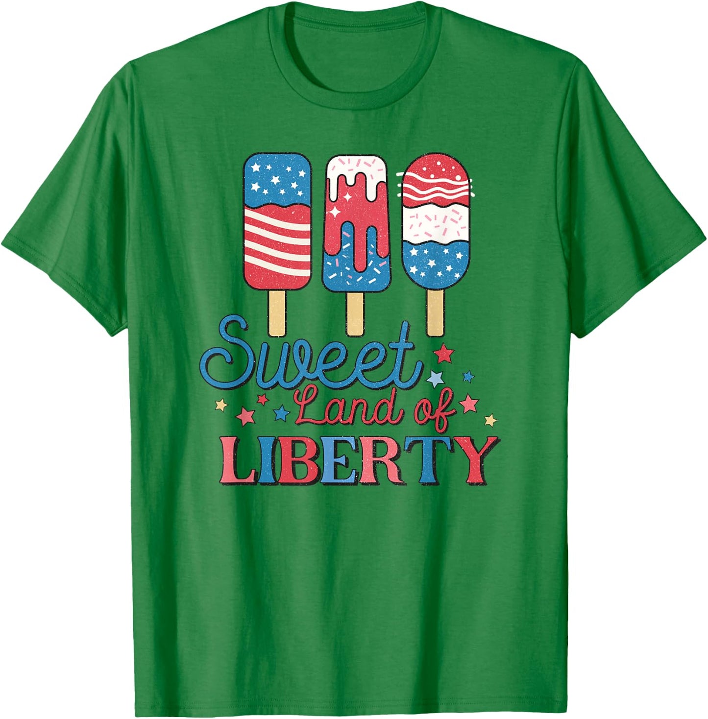Cute Retro 4th of July Popsicle Patriotic Land of Liberty T-Shirt - T-Shirt | Irish Green