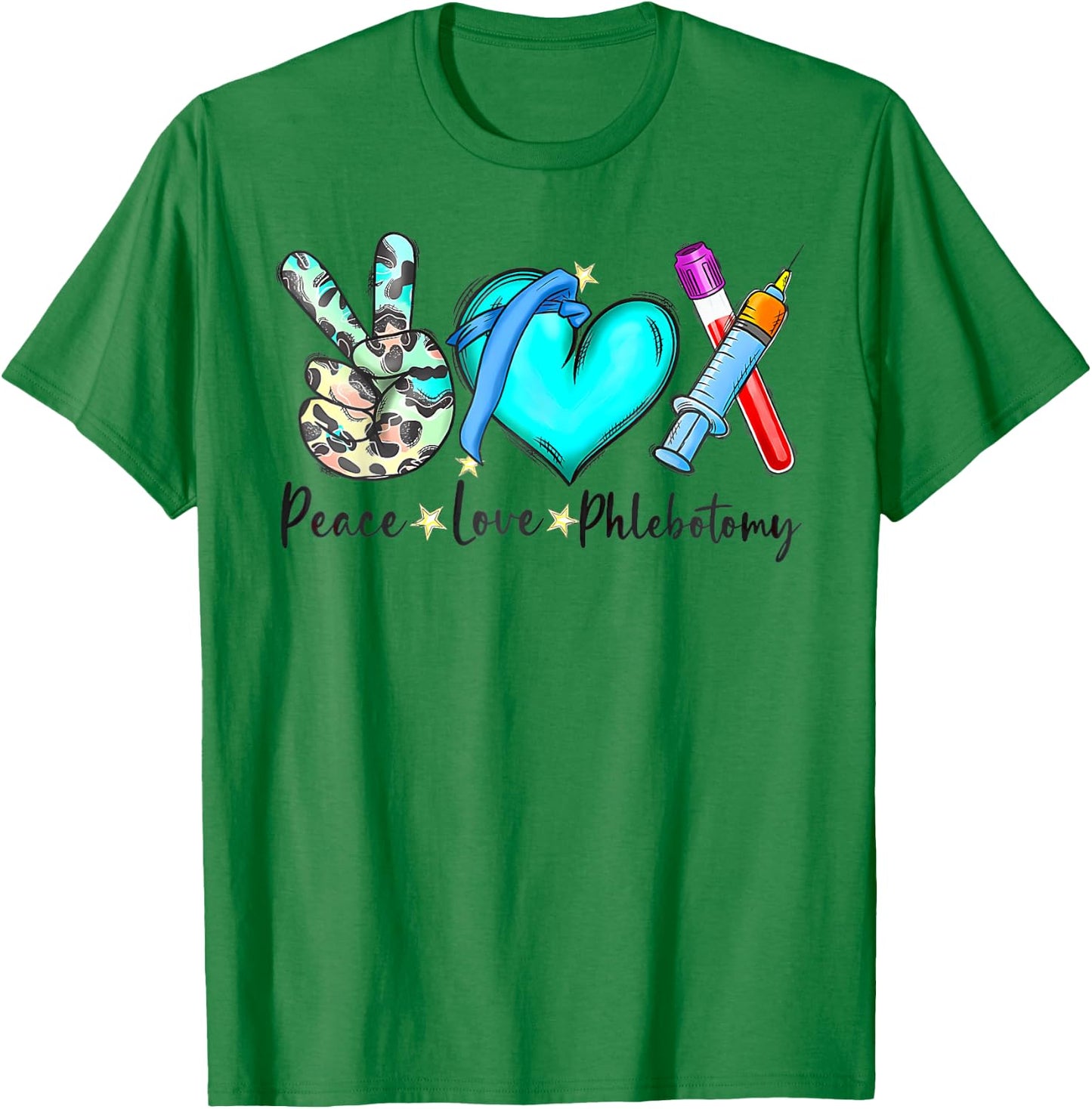 Peace Love Phlebotomy Nurse Phlebotomist Tie Dye Technician T-Shirt - T-Shirt | Irish Green