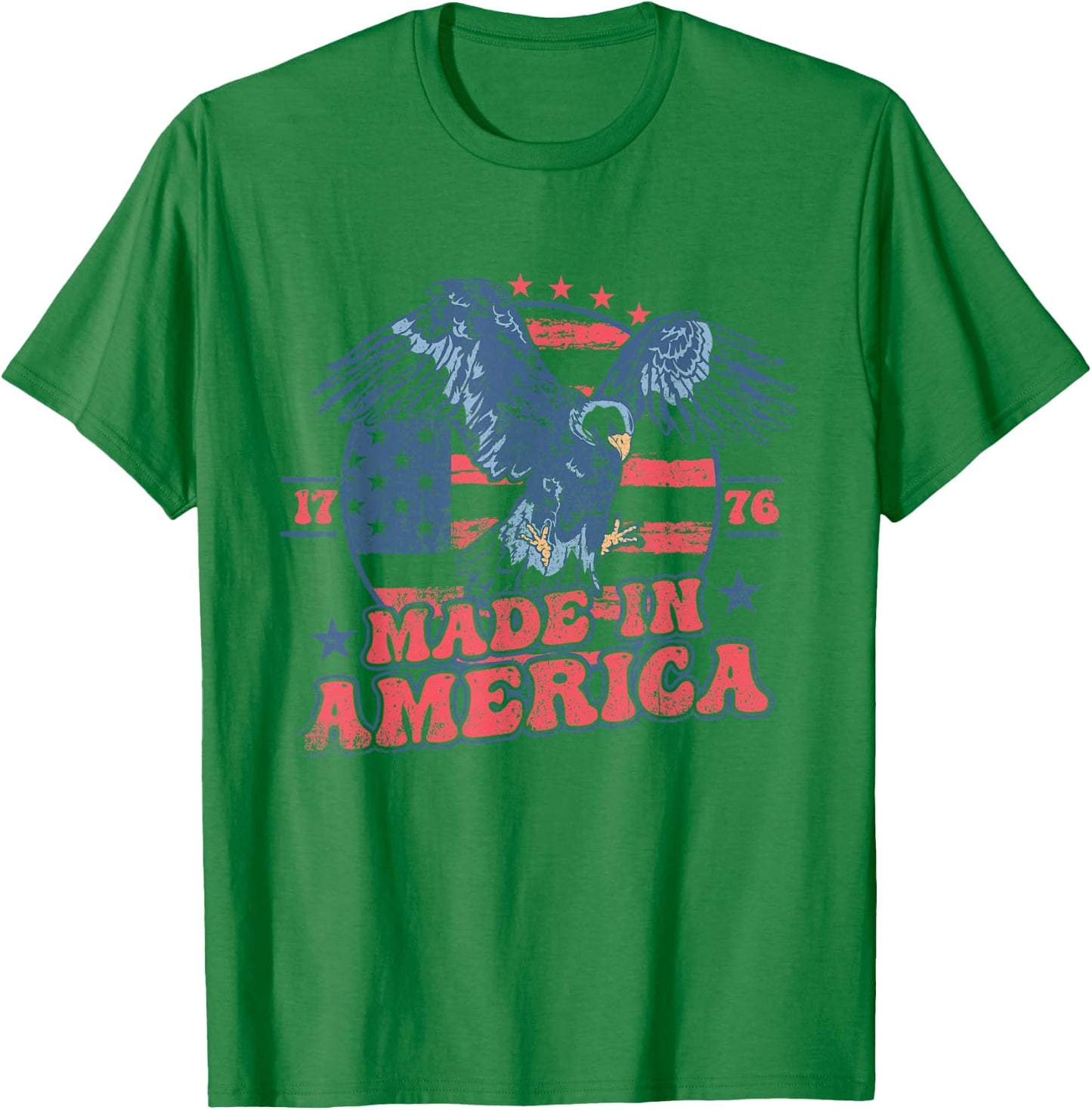 4th of July Groovy Eagle 1776 Made In America Vintage Retro Kids Men T-Shirt - T-Shirt | Irish Green