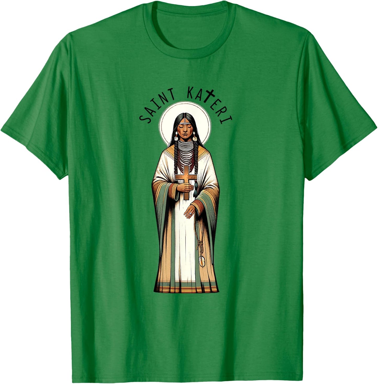 Catholic Lily Of The Mohawks Faith Saint Kateri Tekakwitha T-Shirt - T-Shirt | Irish Green
