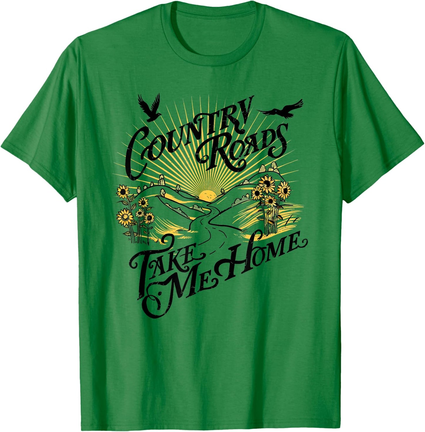 Camping Hiking Mountain Country Roads Take Me Home T-Shirt - T-Shirt | Irish Green