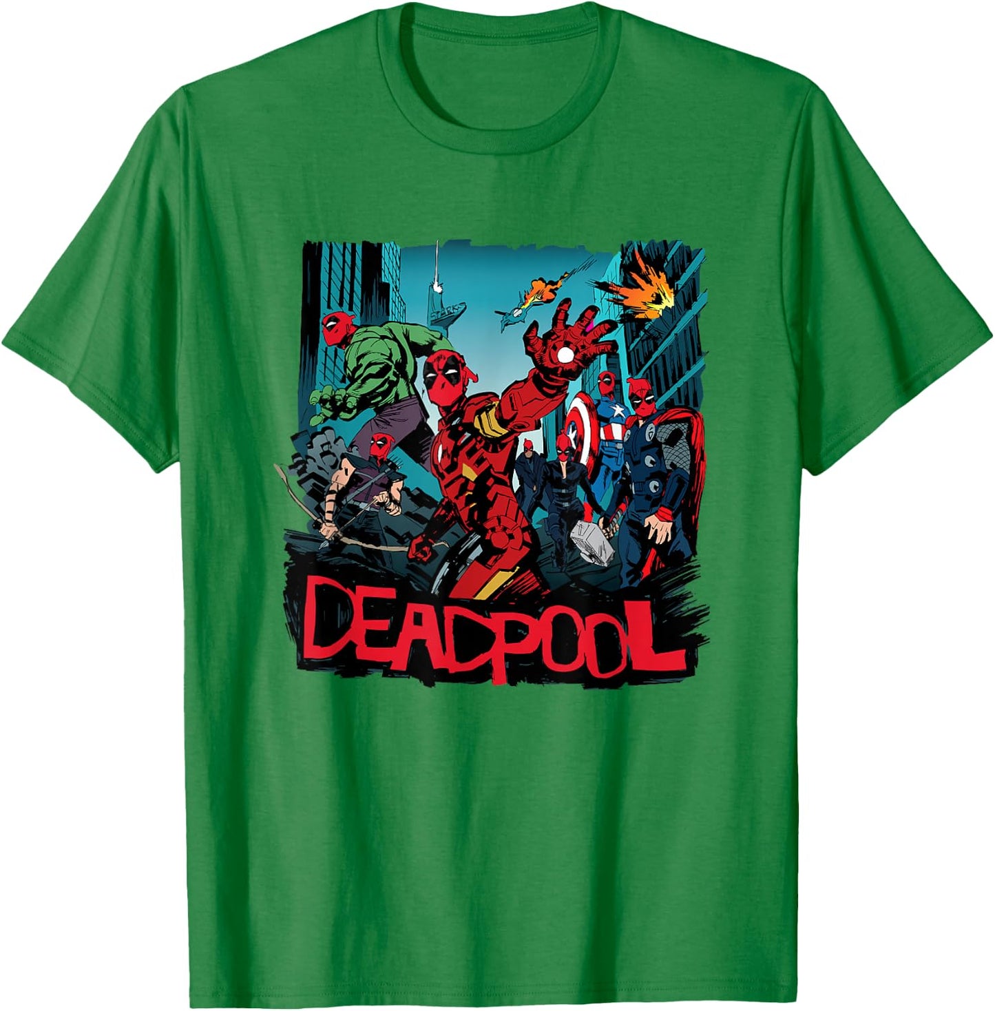 Marvel Deadpool & Wolverine Avengers Assemble Like Deadpool T-Shirt - T-Shirt | Irish Green