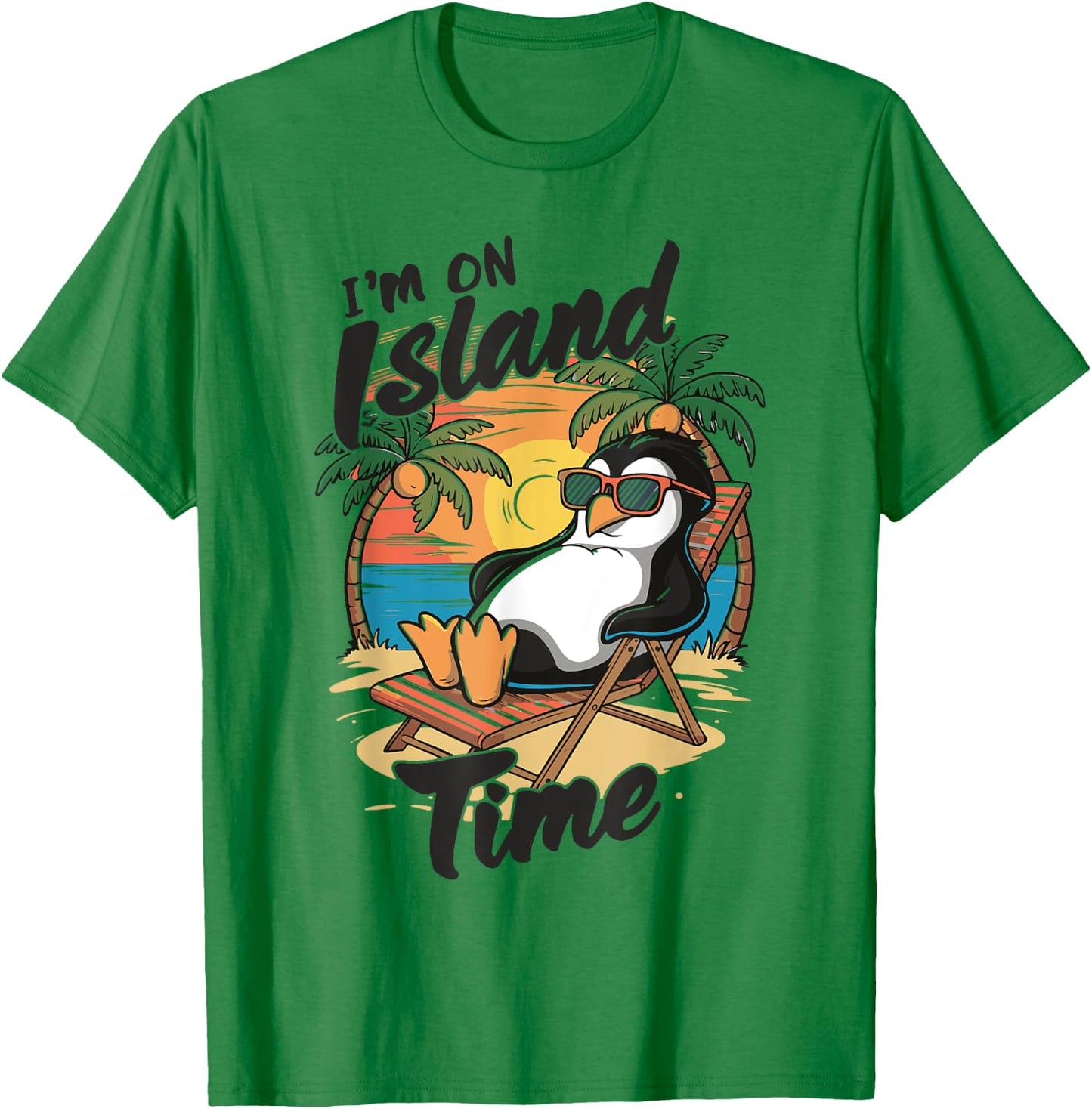 Island vacation Tropical Travel Relax time Penguin Design T-Shirt - T-Shirt | Irish Green