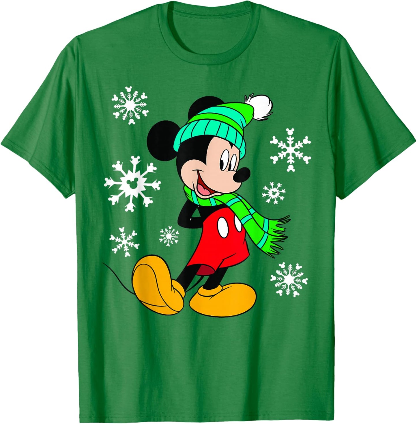 Disney Mickey Mouse Holiday Snowflakes Portrait Christmas T-Shirt - T-Shirt | Irish Green