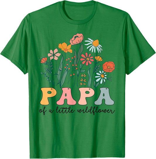Papa Of The Little Wildflower Birthday Party Baby Shower T-Shirt - T-Shirt | Irish Green
